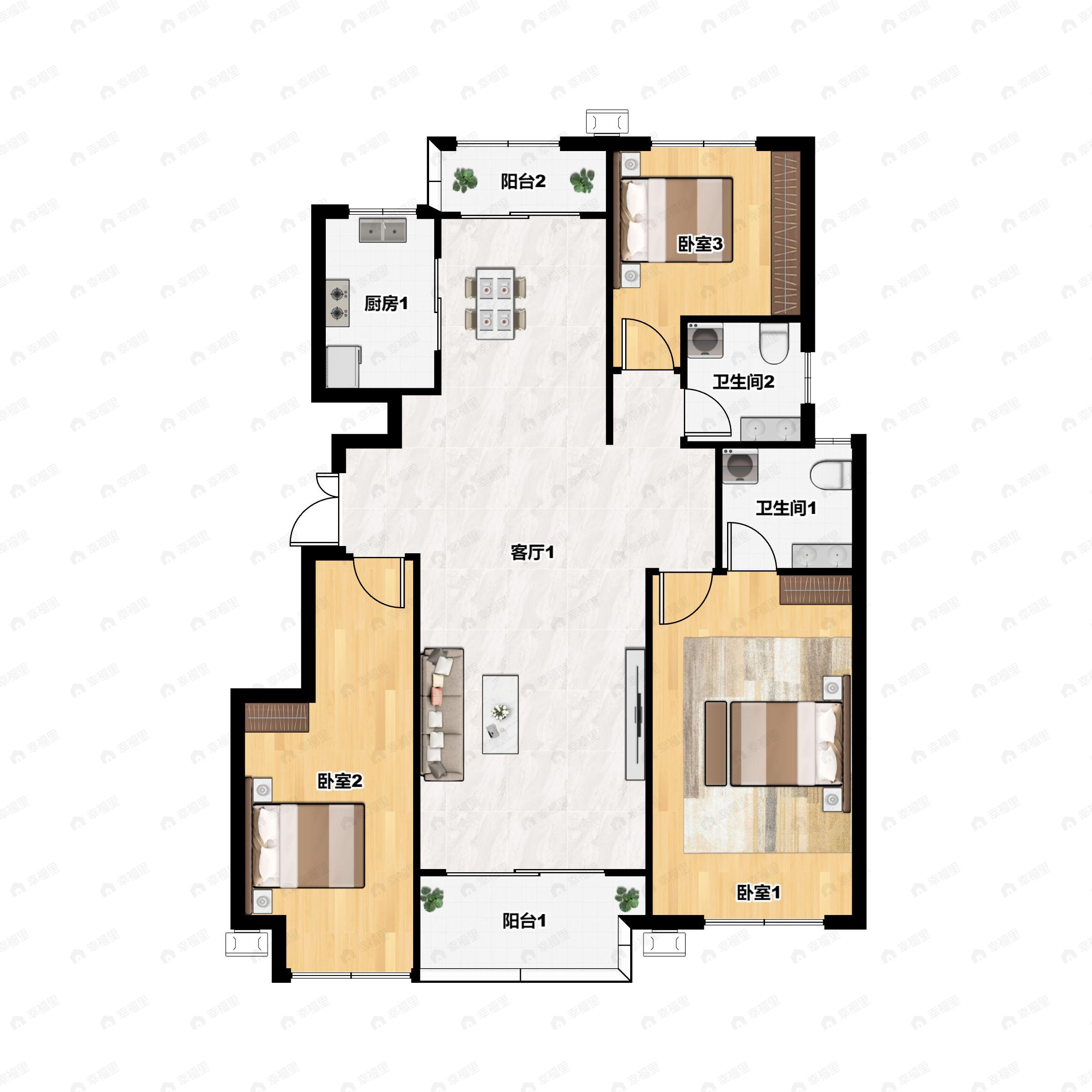 路劲九郡3室2厅2卫户型图
