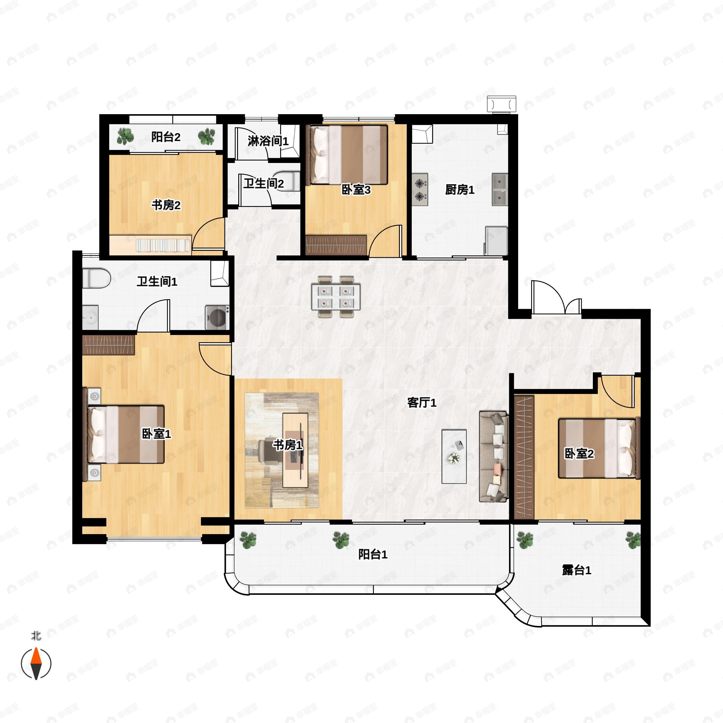 4室2厅2卫建面143m²户型图