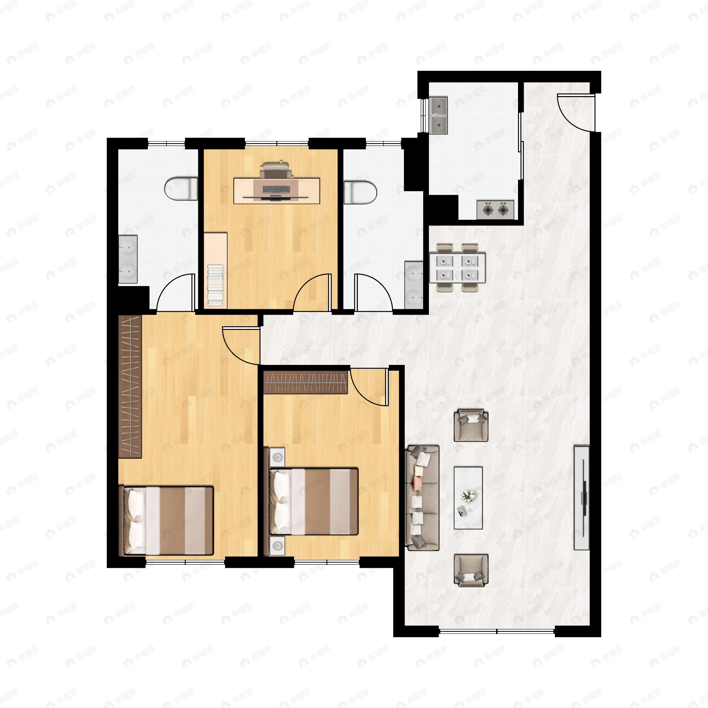 3室2厅2卫建面120平户型图