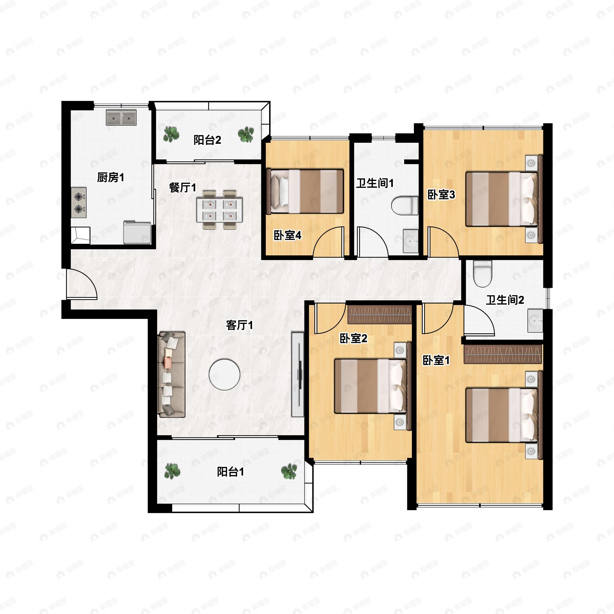 骏景湾·滨江誉峰4室2厅2卫户型图