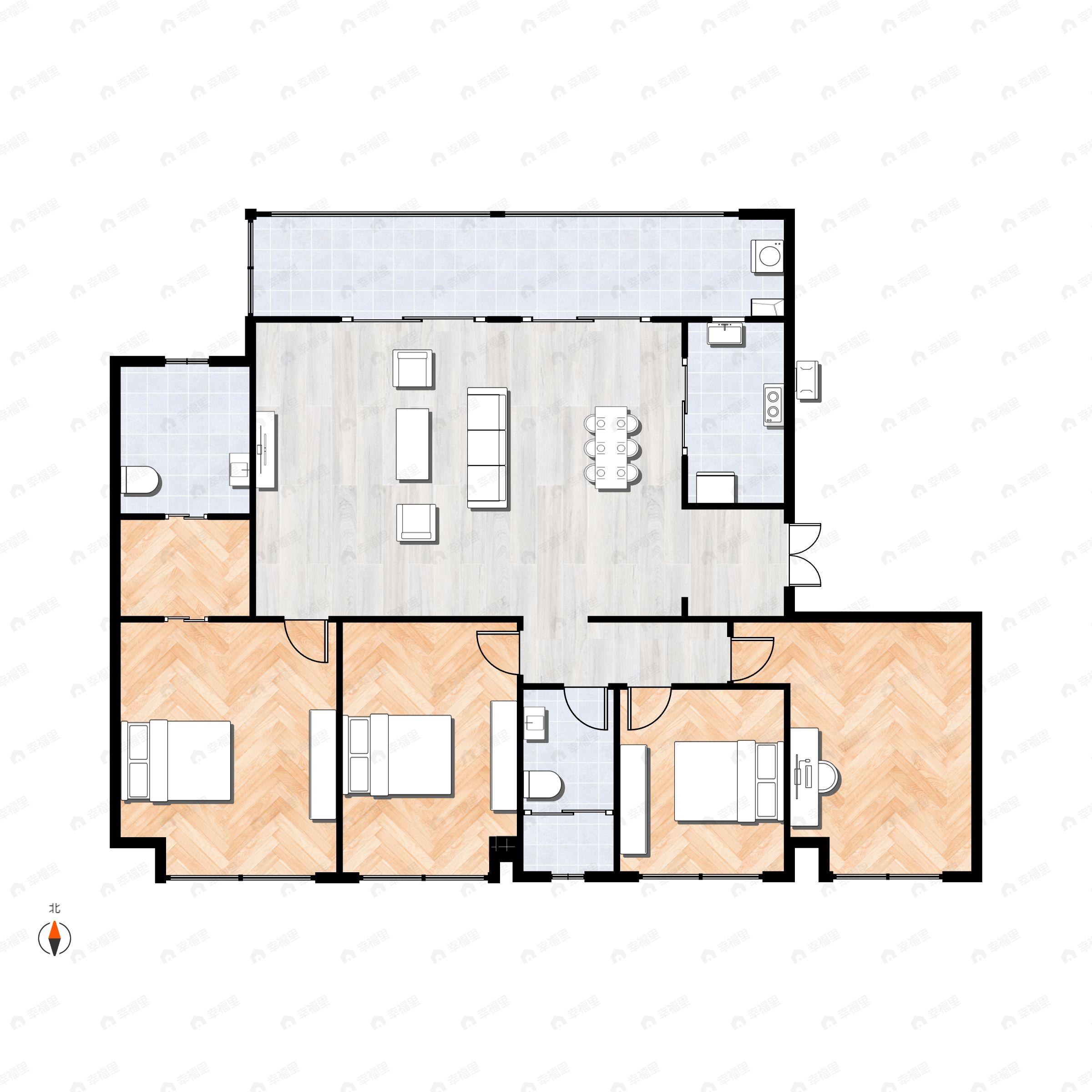 4室2厅2卫建面155平户型图