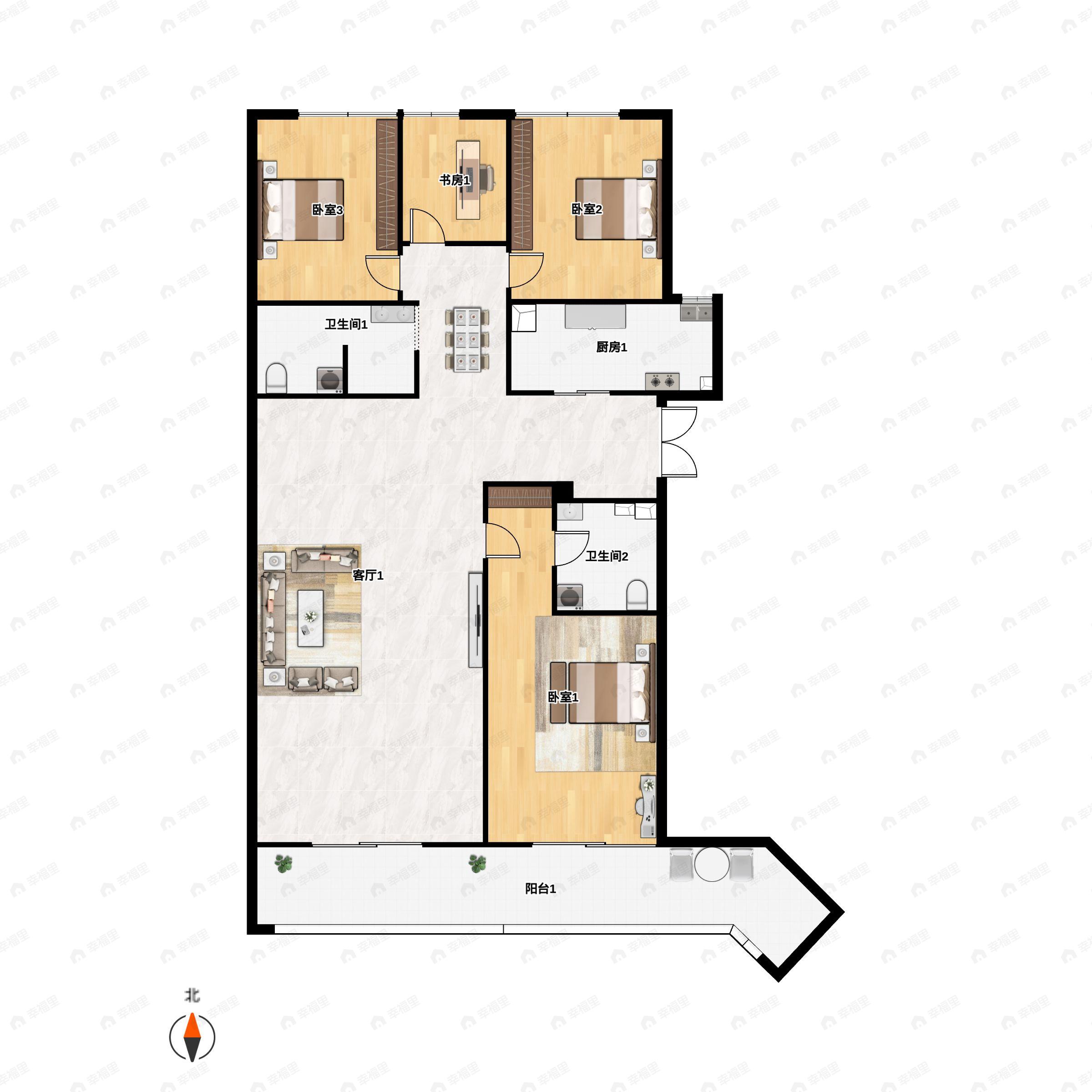 浐灞金融城·桃花TAN4室2厅2卫户型图