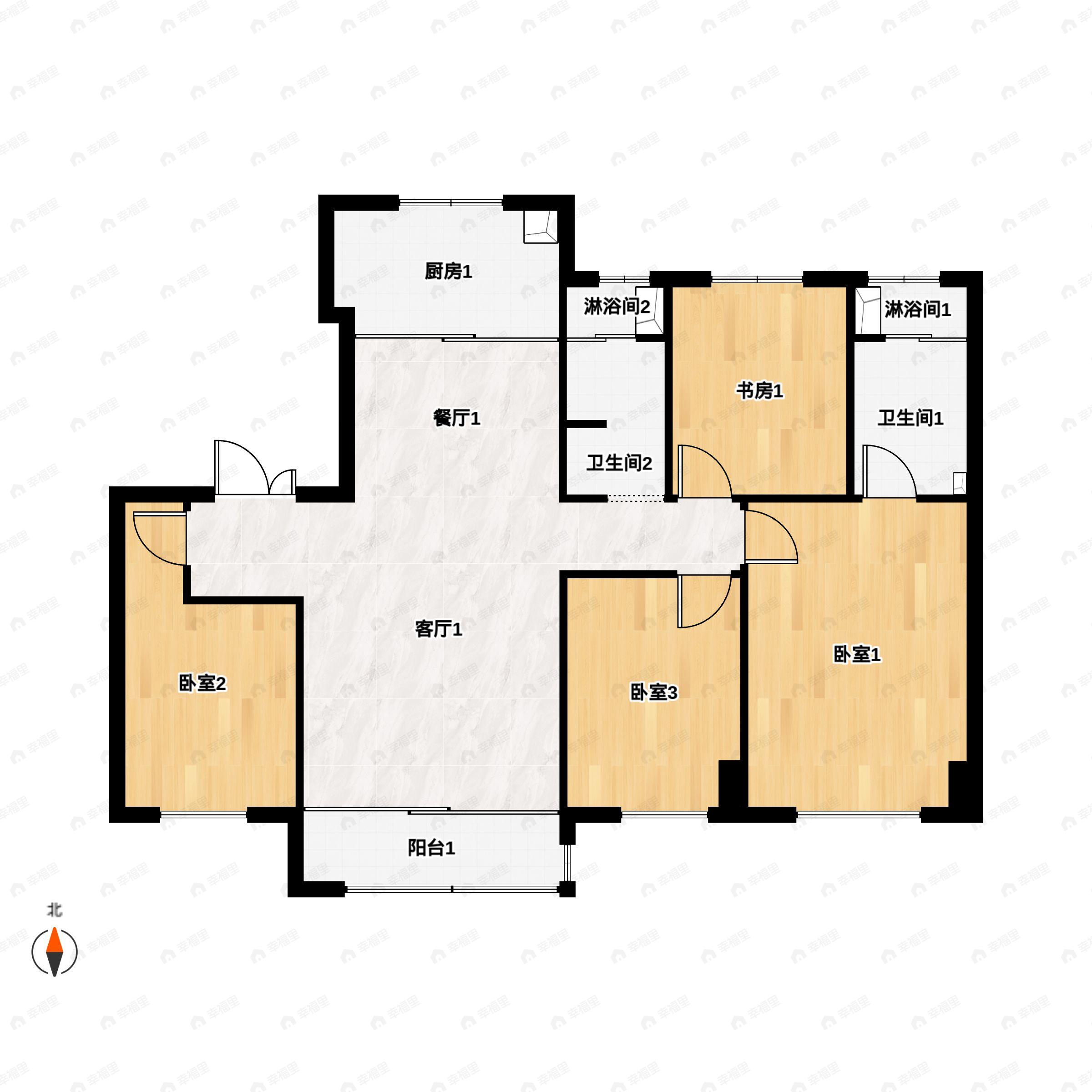 4室2厅2卫建面148平户型图