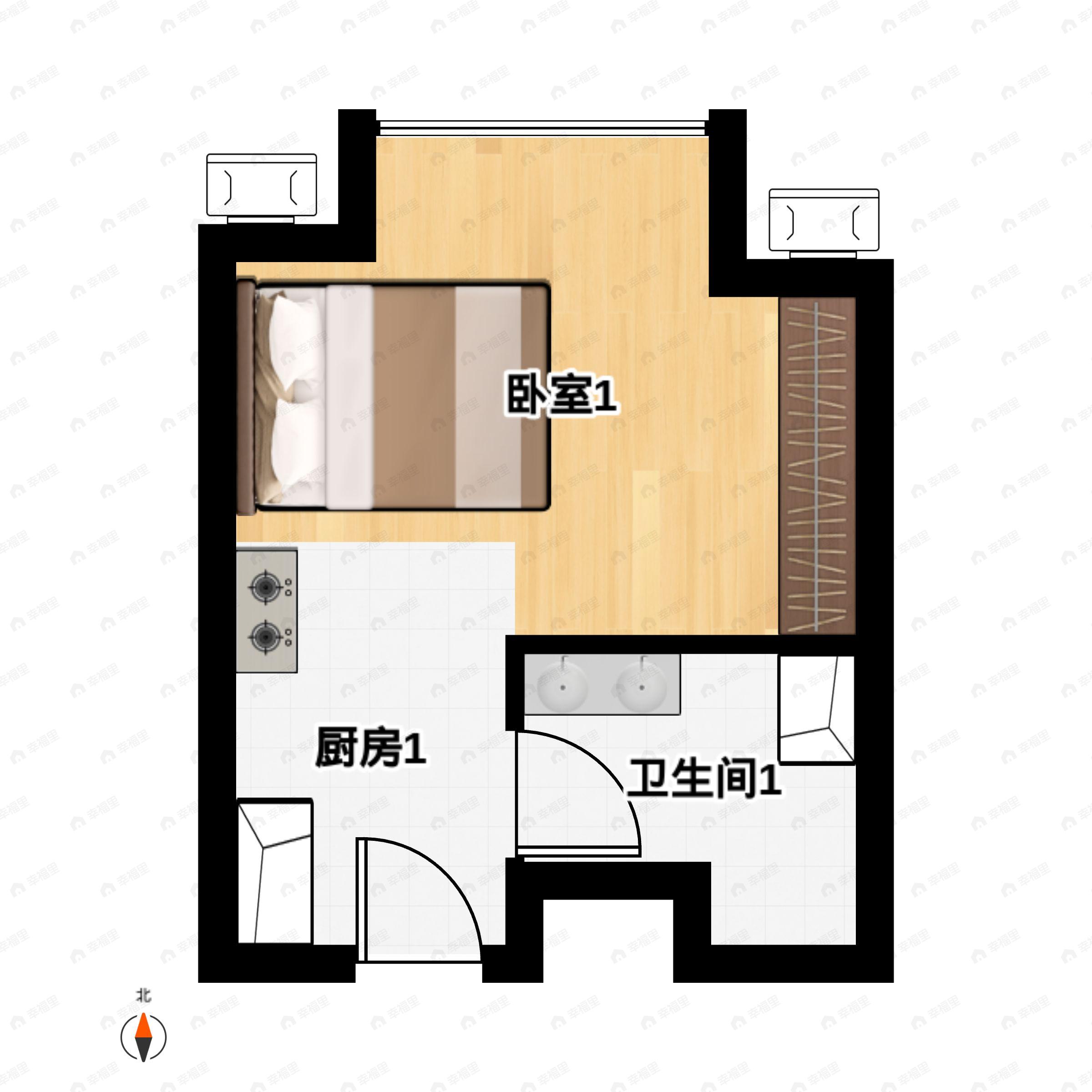 1室1厅1卫建面25平户型图