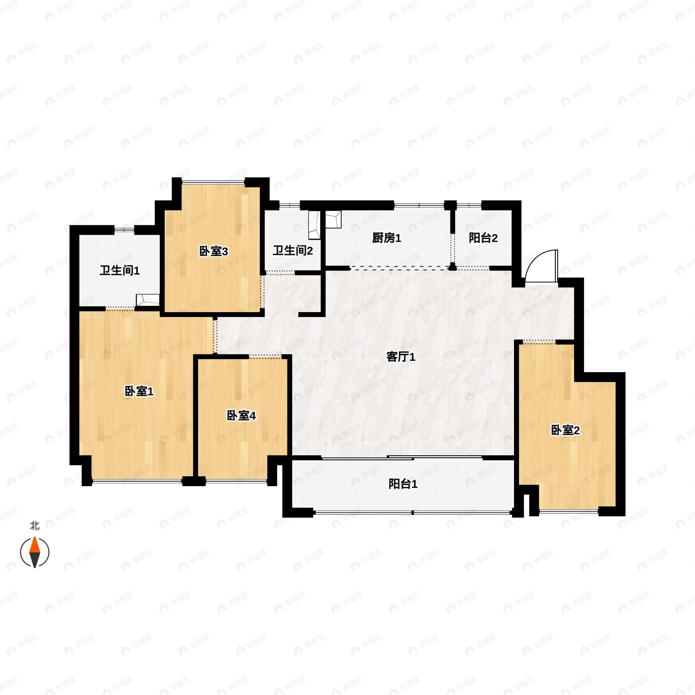 4室2厅2卫建面143平户型图
