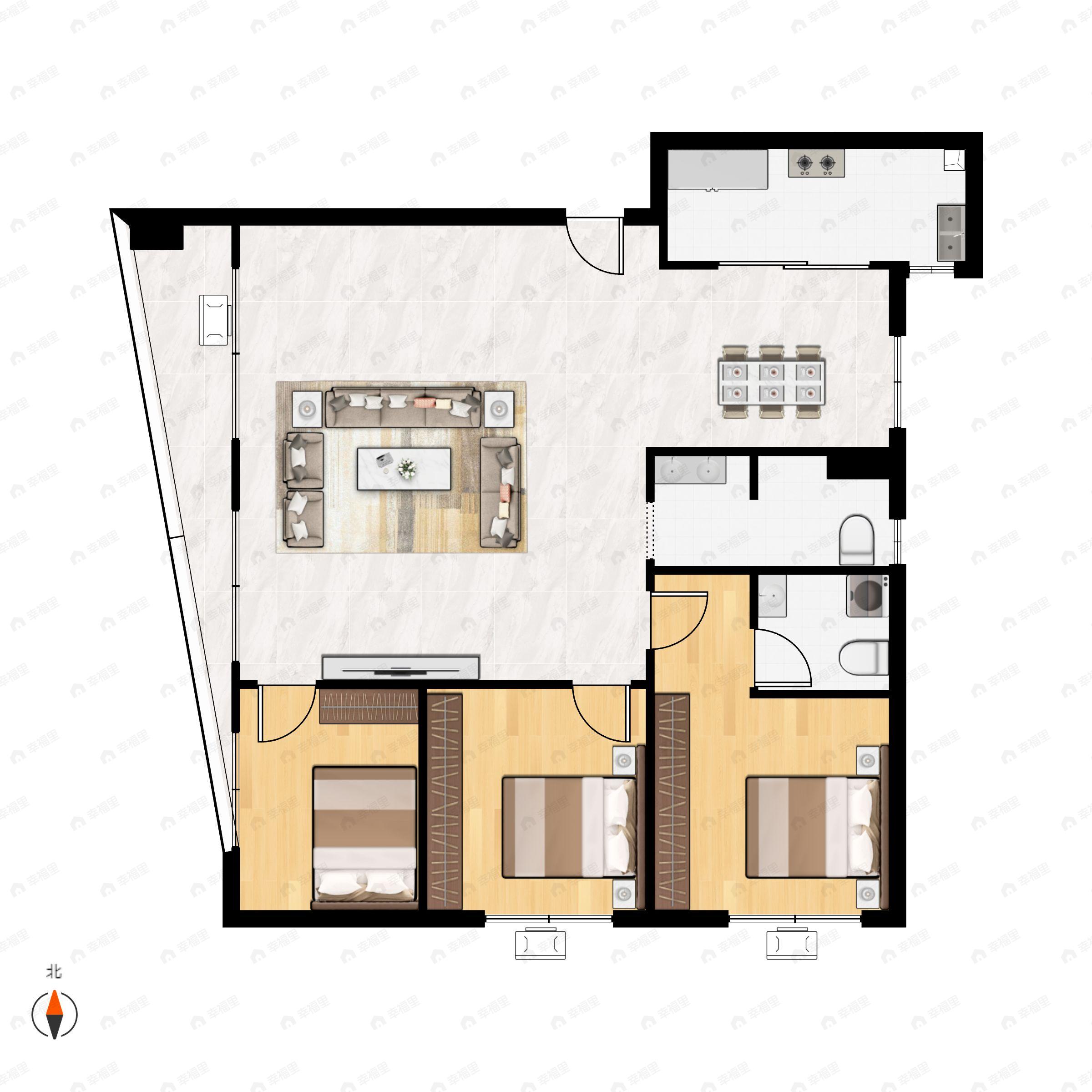 3室2厅2卫建面130平undefined户型图