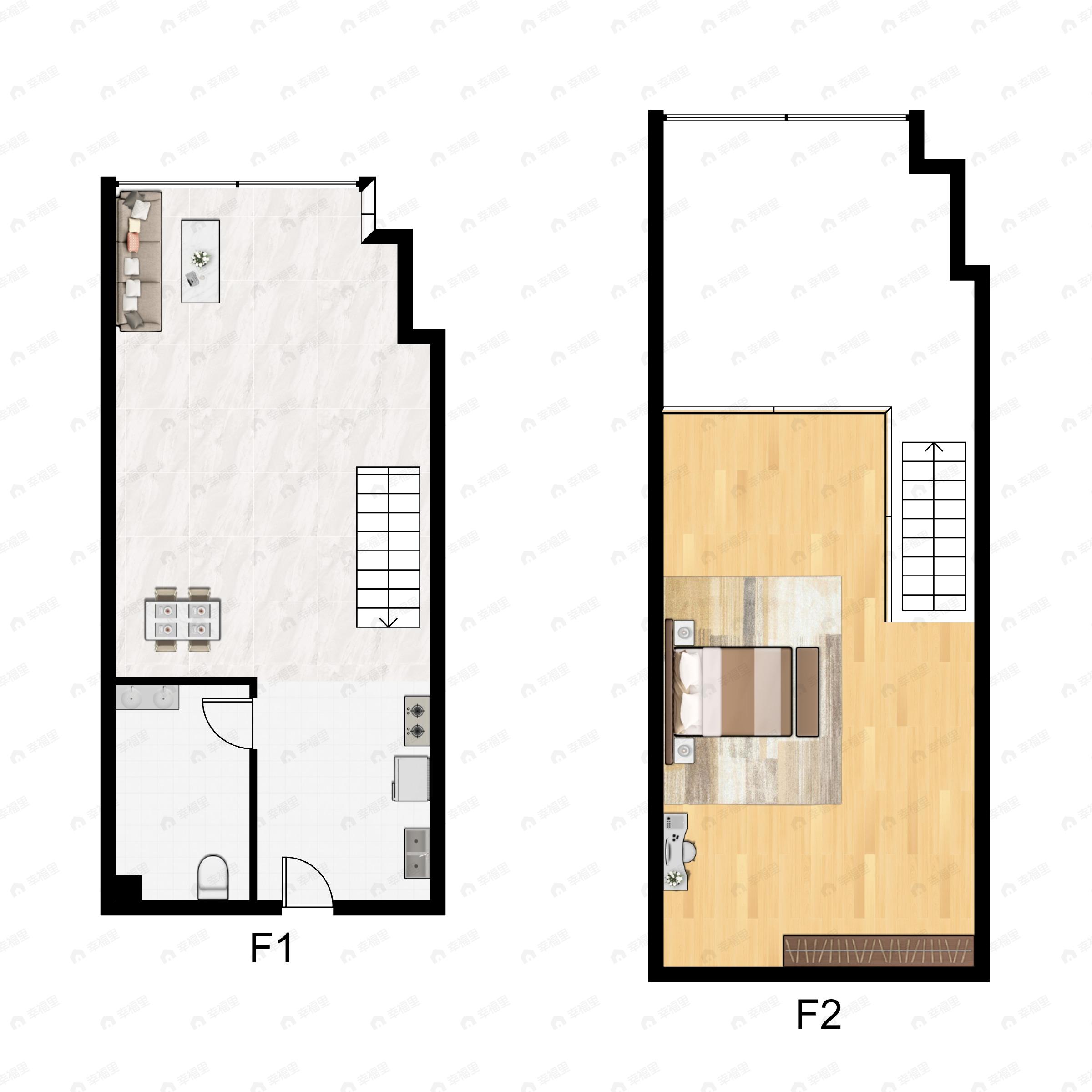 1室2厅1卫建面49平户型图