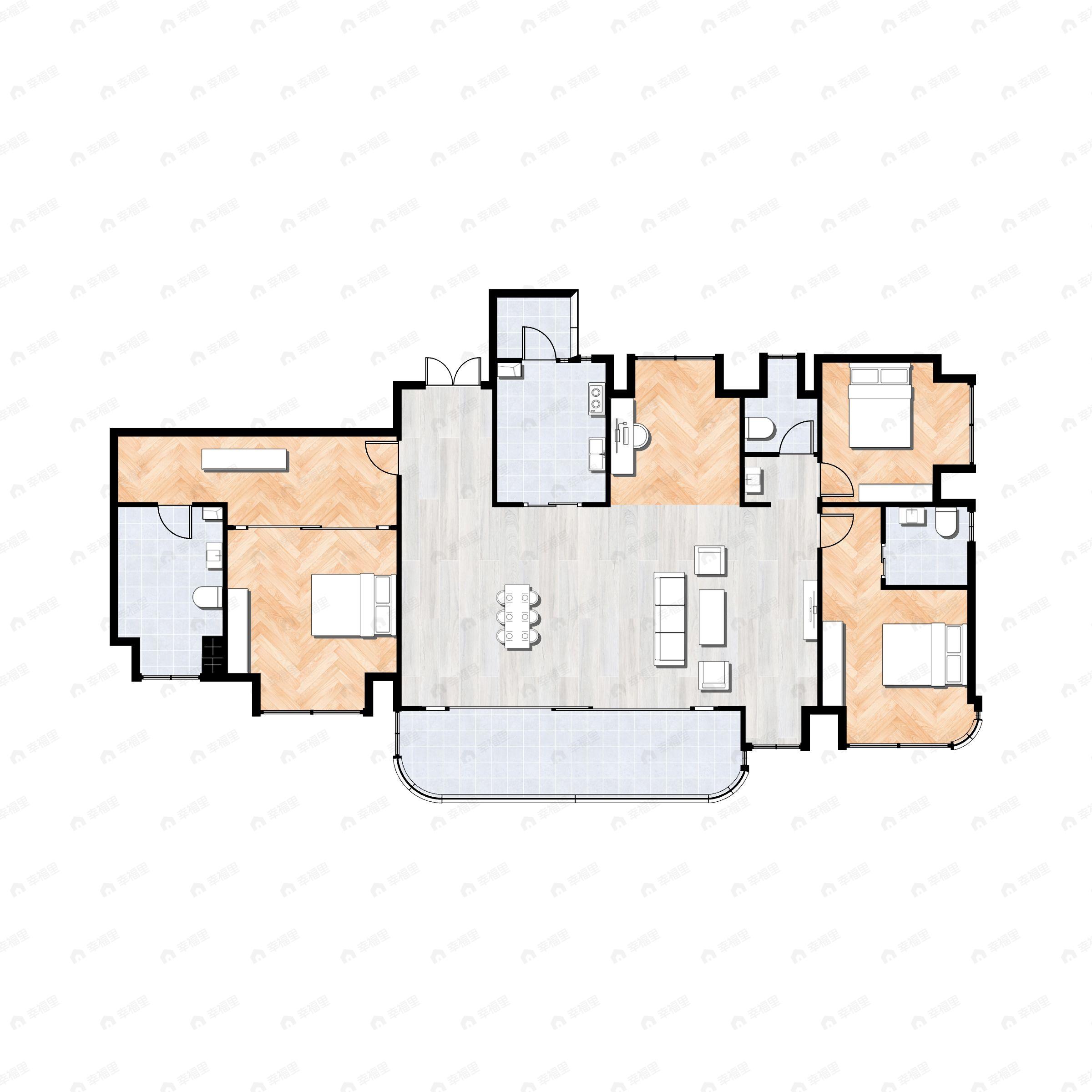 4室2厅3卫建面172平北户型图