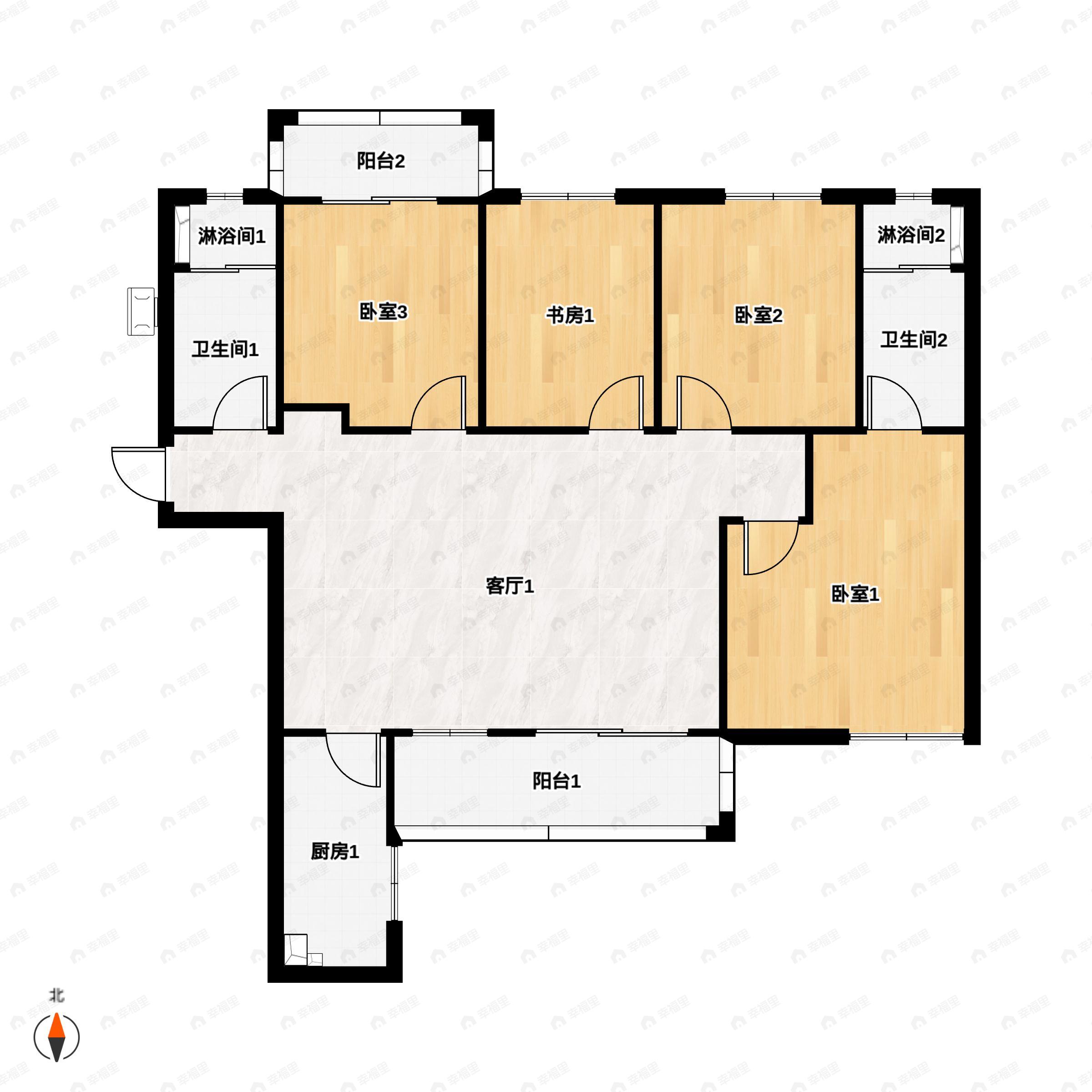 4室2厅2卫建面138平户型图