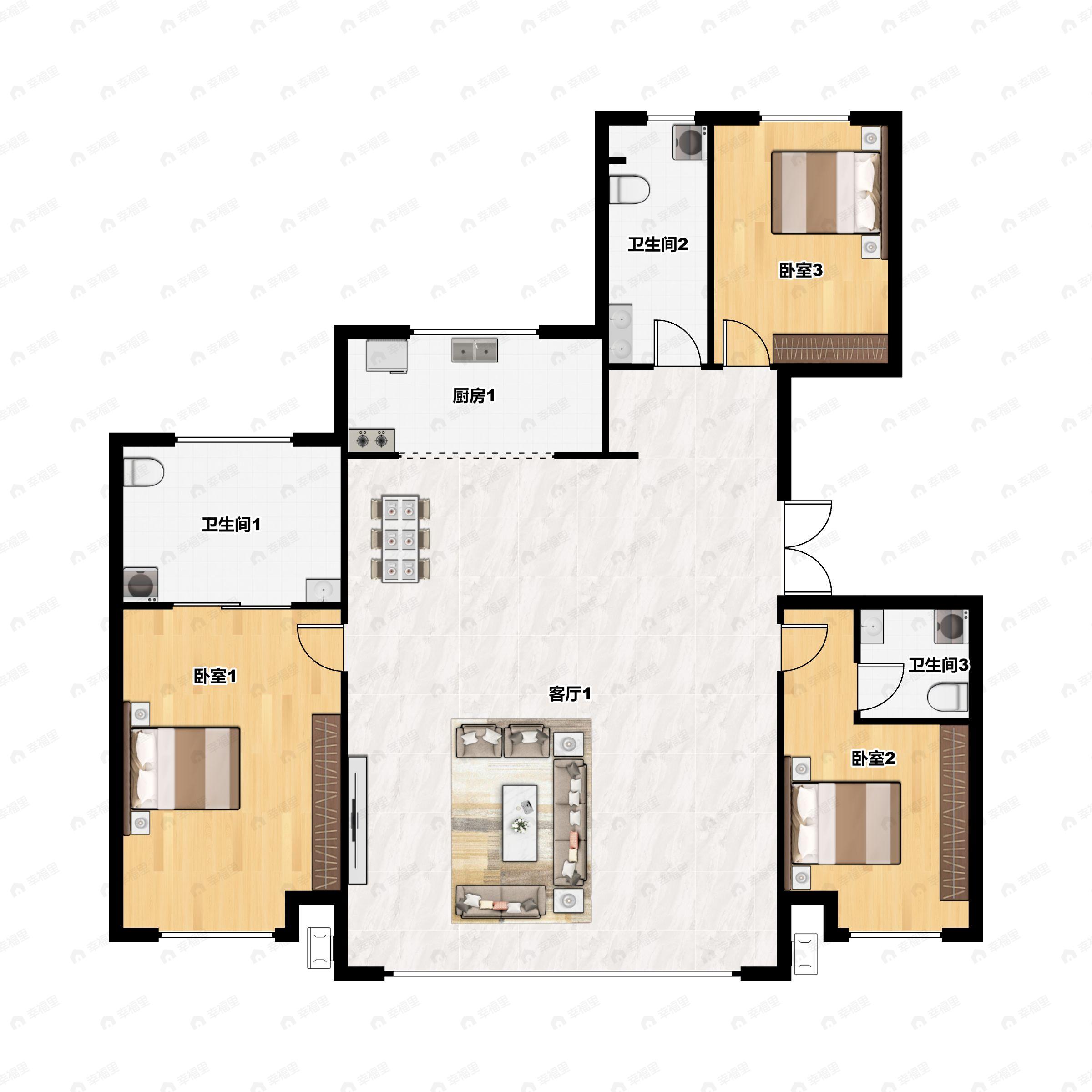 4室2厅3卫建面193平户型图