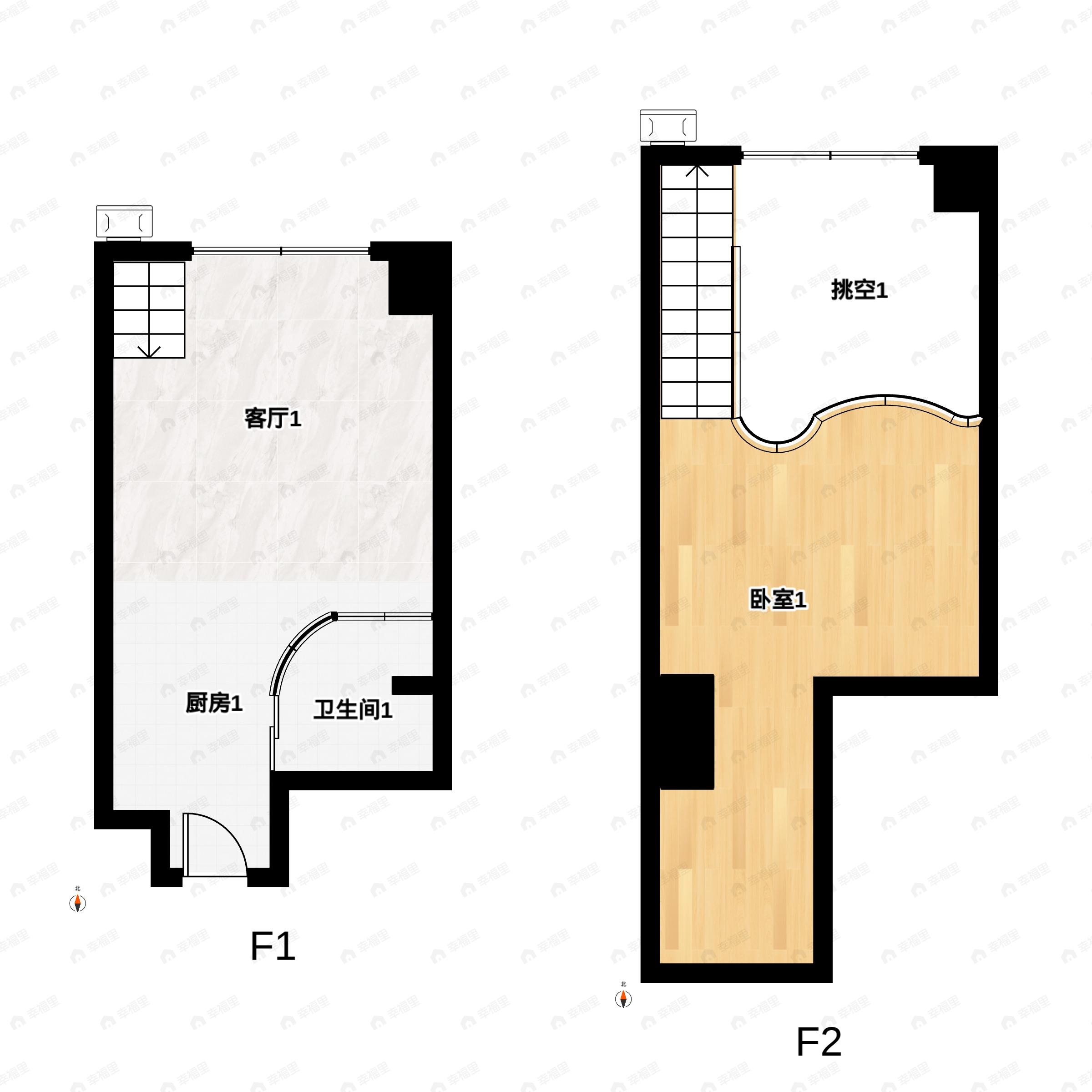 1室1厅1卫建面35平户型图