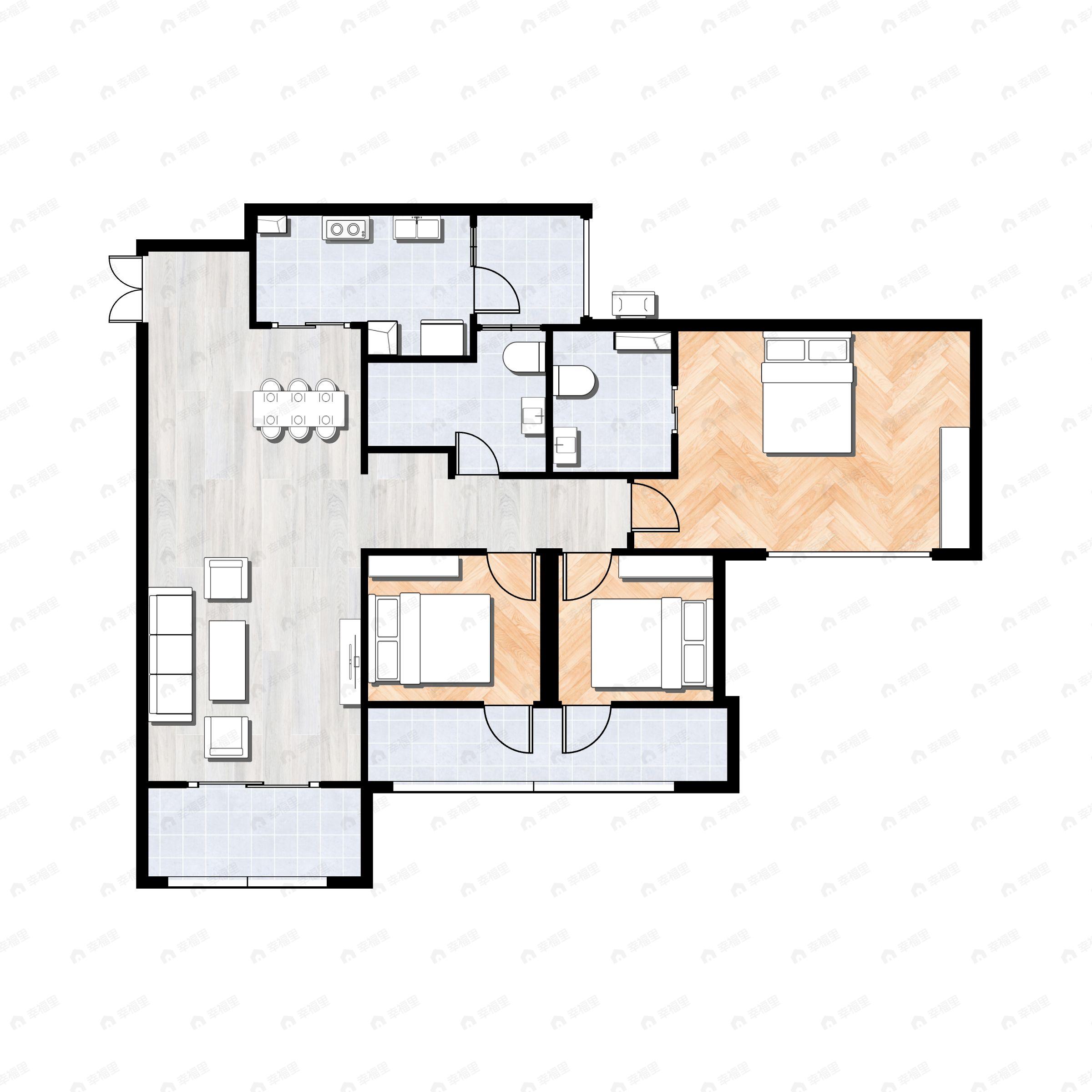 3室2厅2卫建面112平户型图