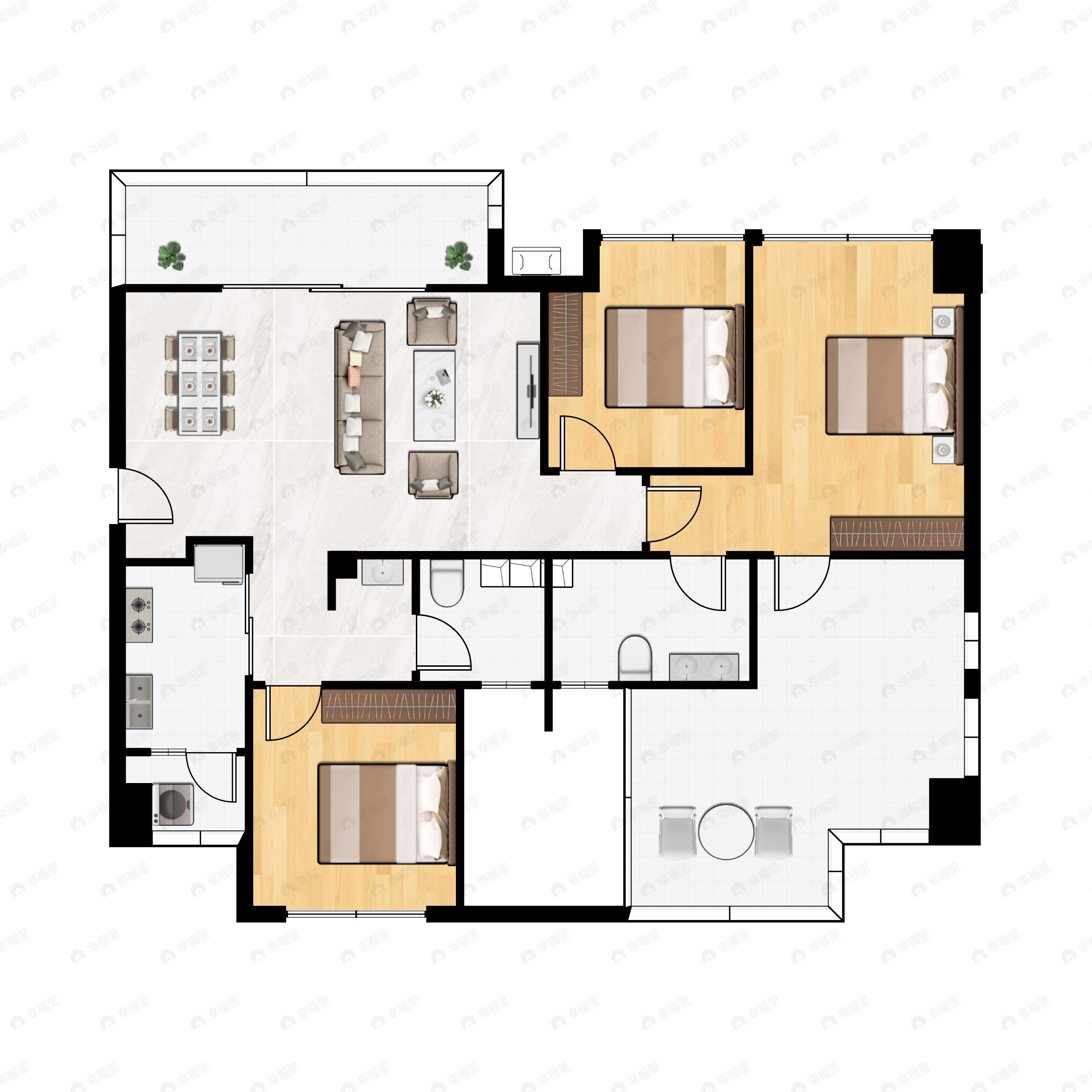 梦享春山可望3室2厅2卫户型图