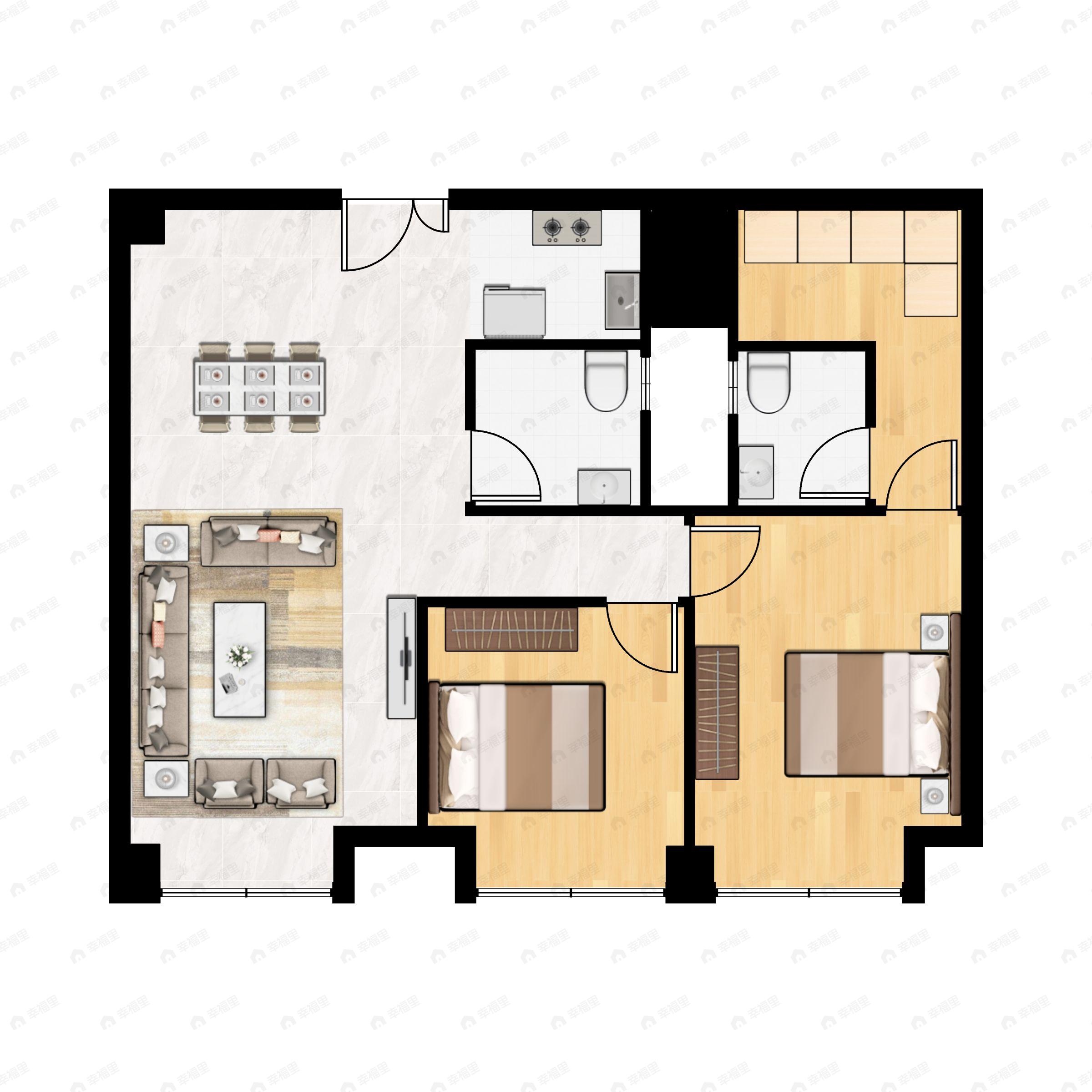 3室2厅2卫建面128平户型图