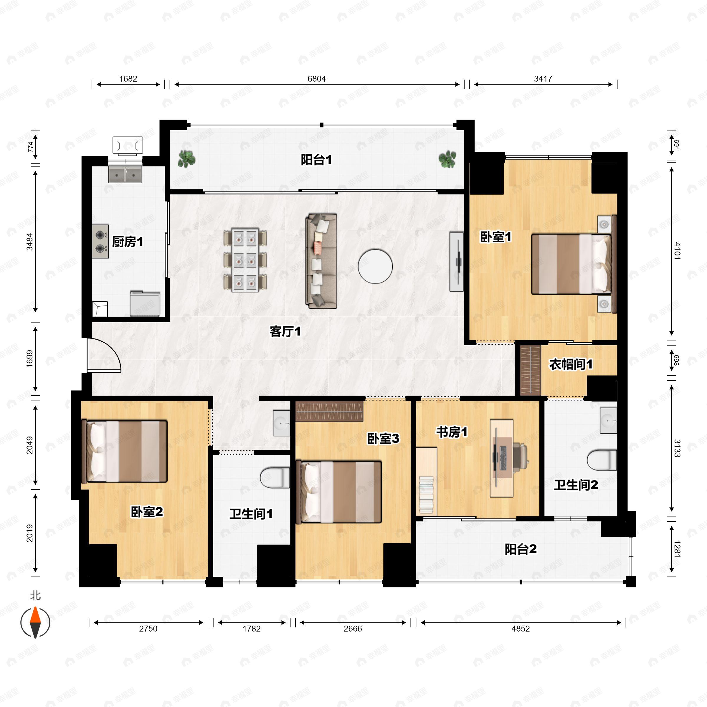 北辰悦来壹号4室2厅2卫户型图