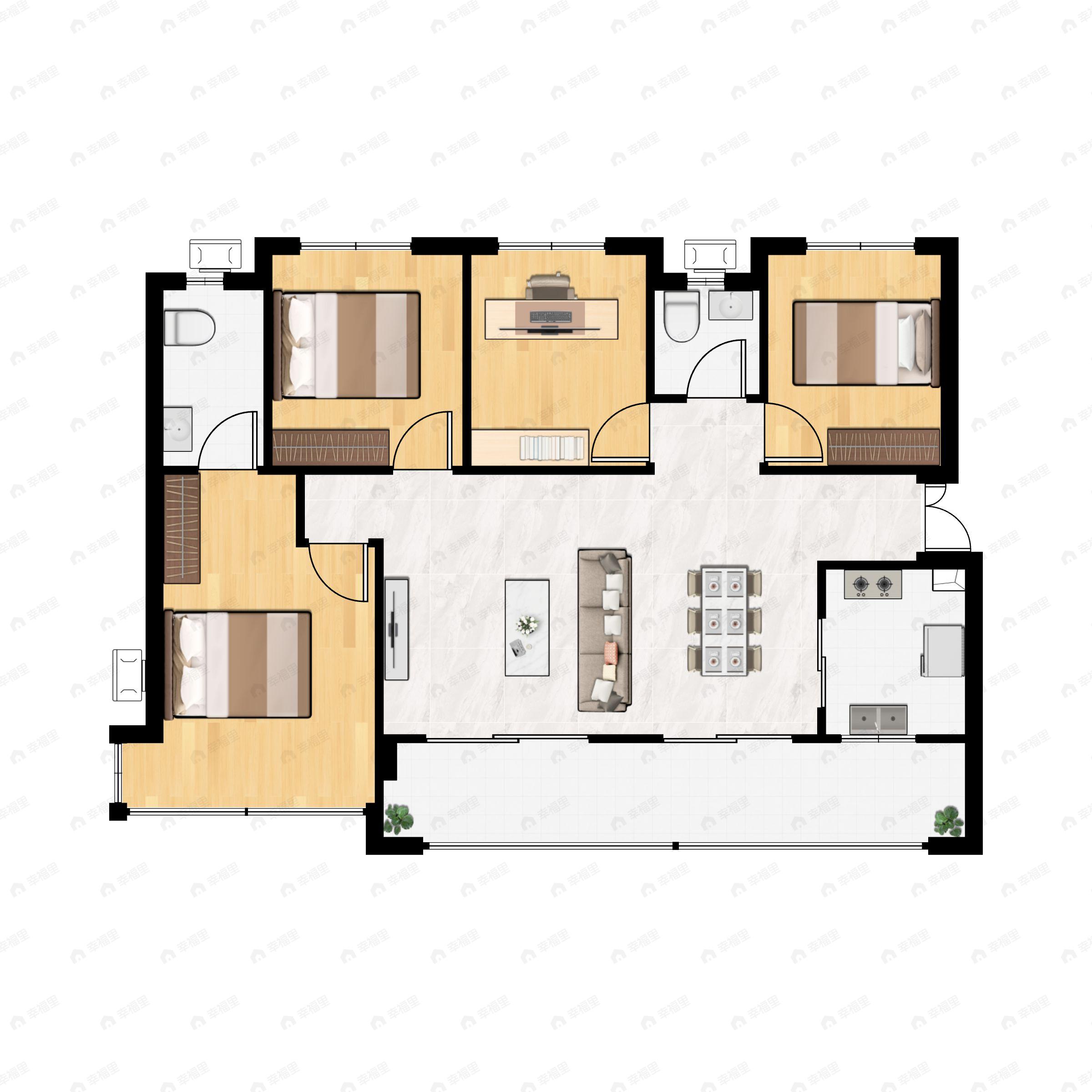 4室2厅2卫建面130平户型图