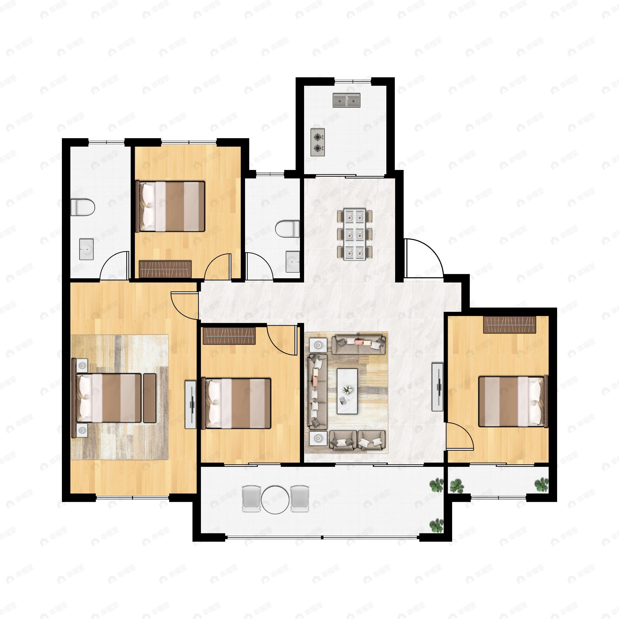 4室2厅2卫建面140平户型图