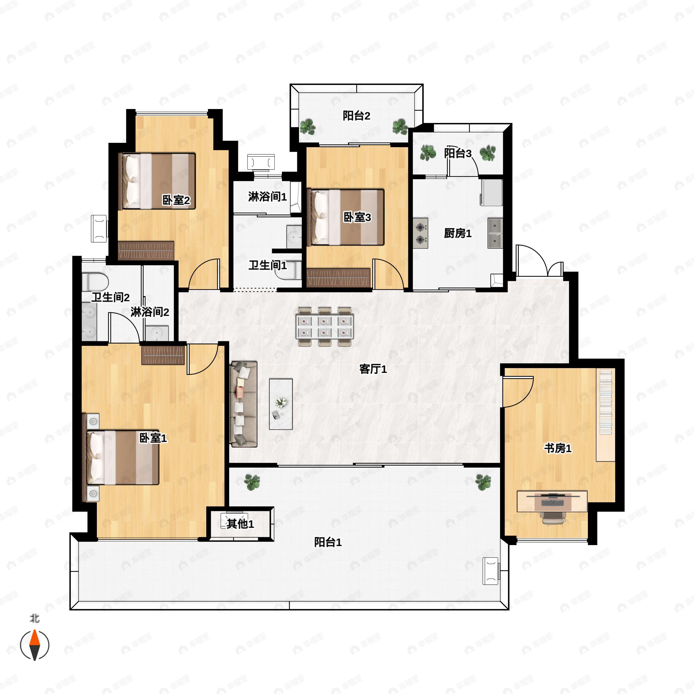 龙湖焕城4室2厅2卫户型图