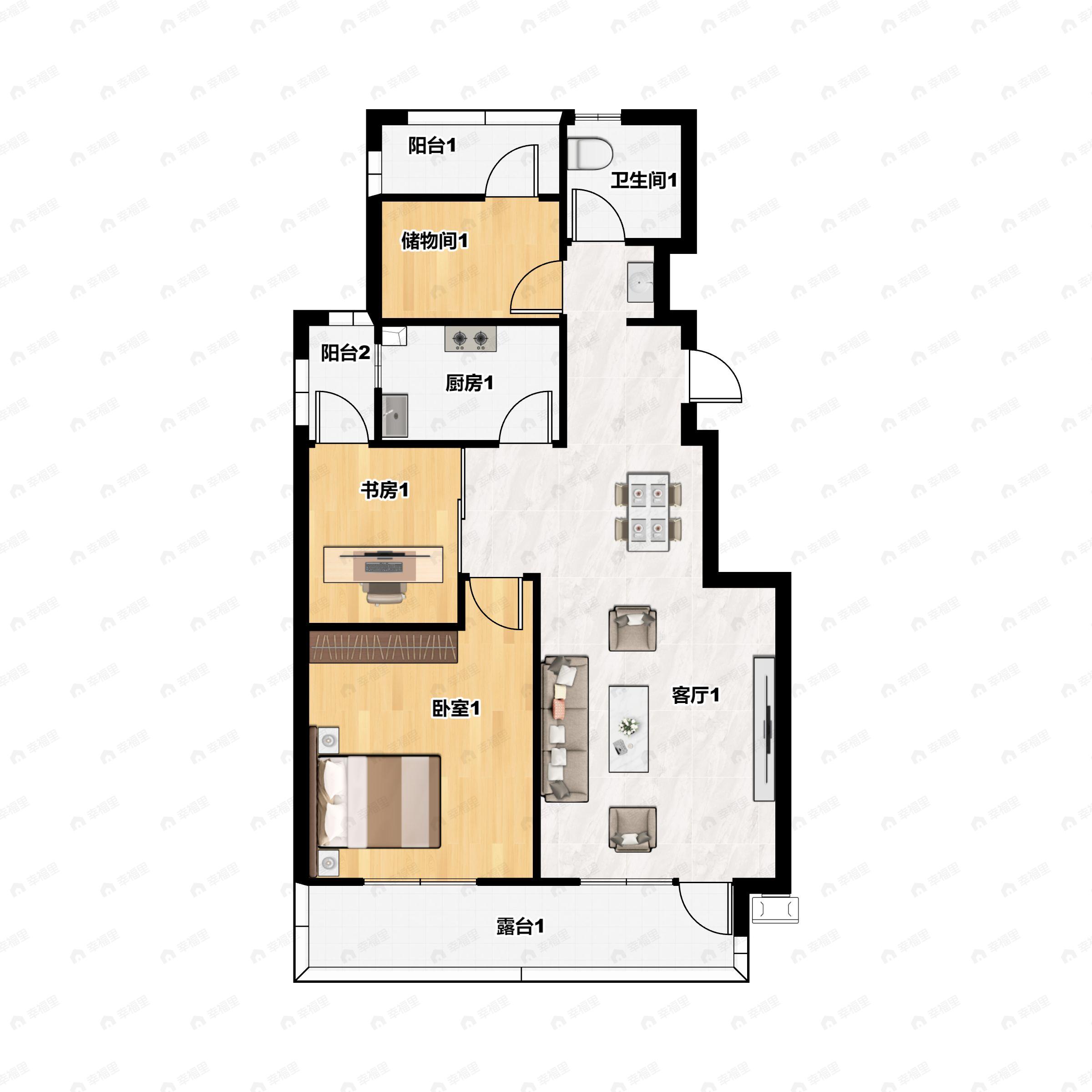 华发绿洋湾3室2厅1卫户型图