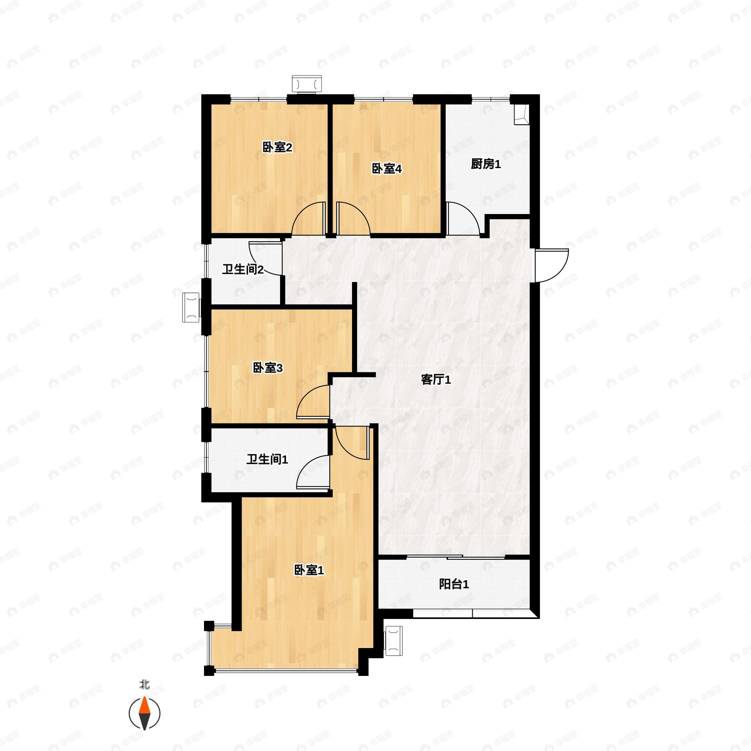 4室2厅2卫建面135平户型图