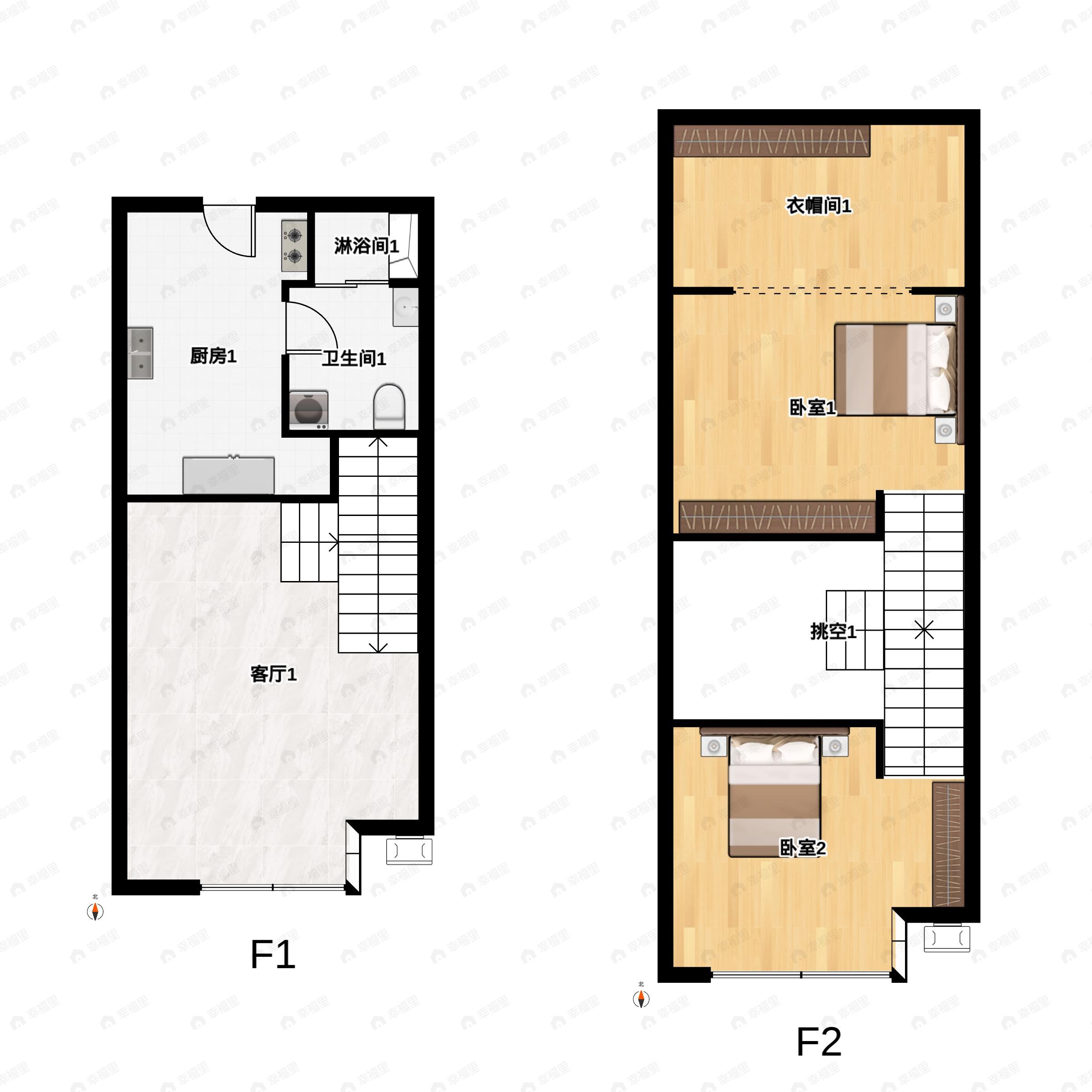 2室1厅1卫建面40平户型图