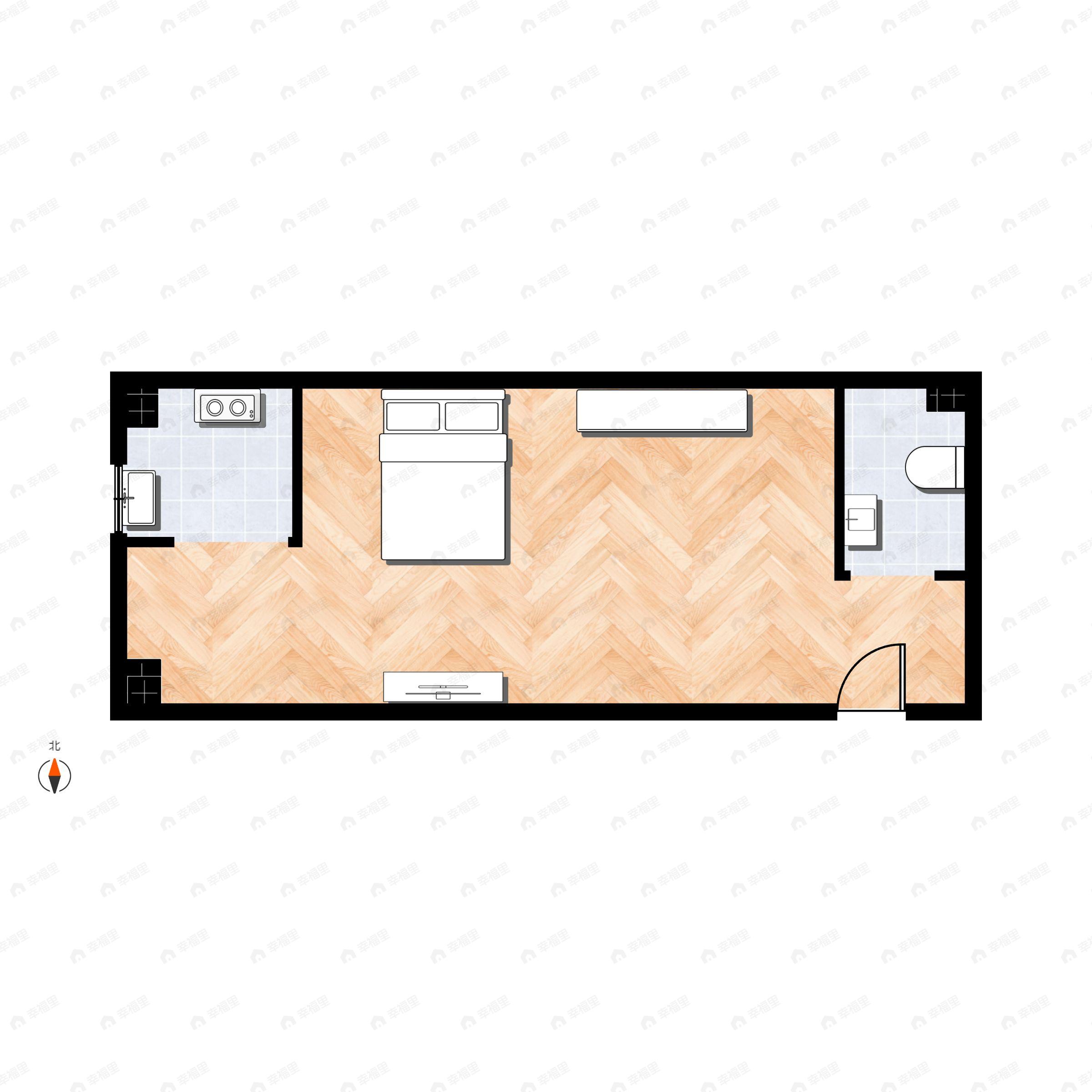 1室1厅1卫建面49m²南|北户型图