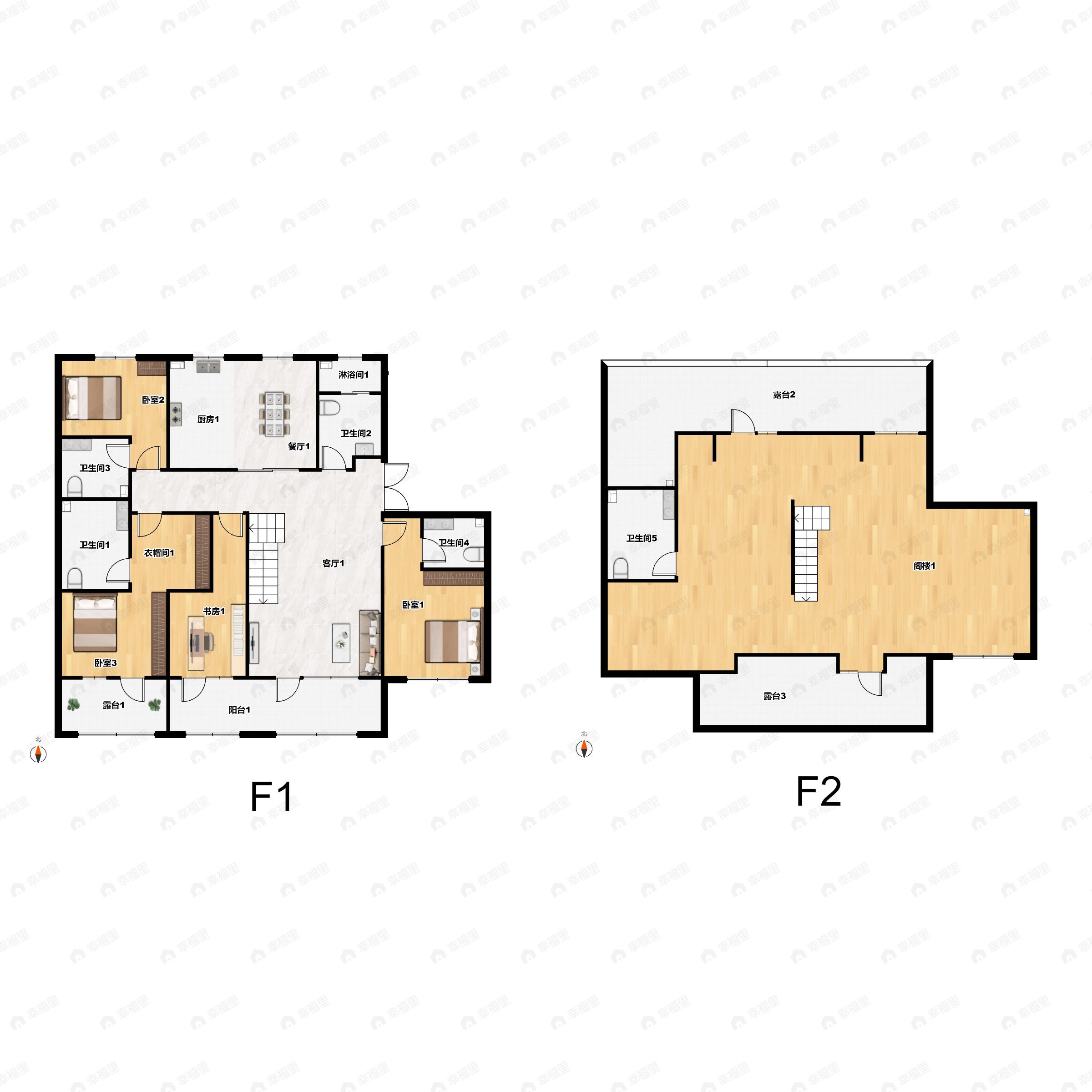 4室2厅5卫建面268平户型图