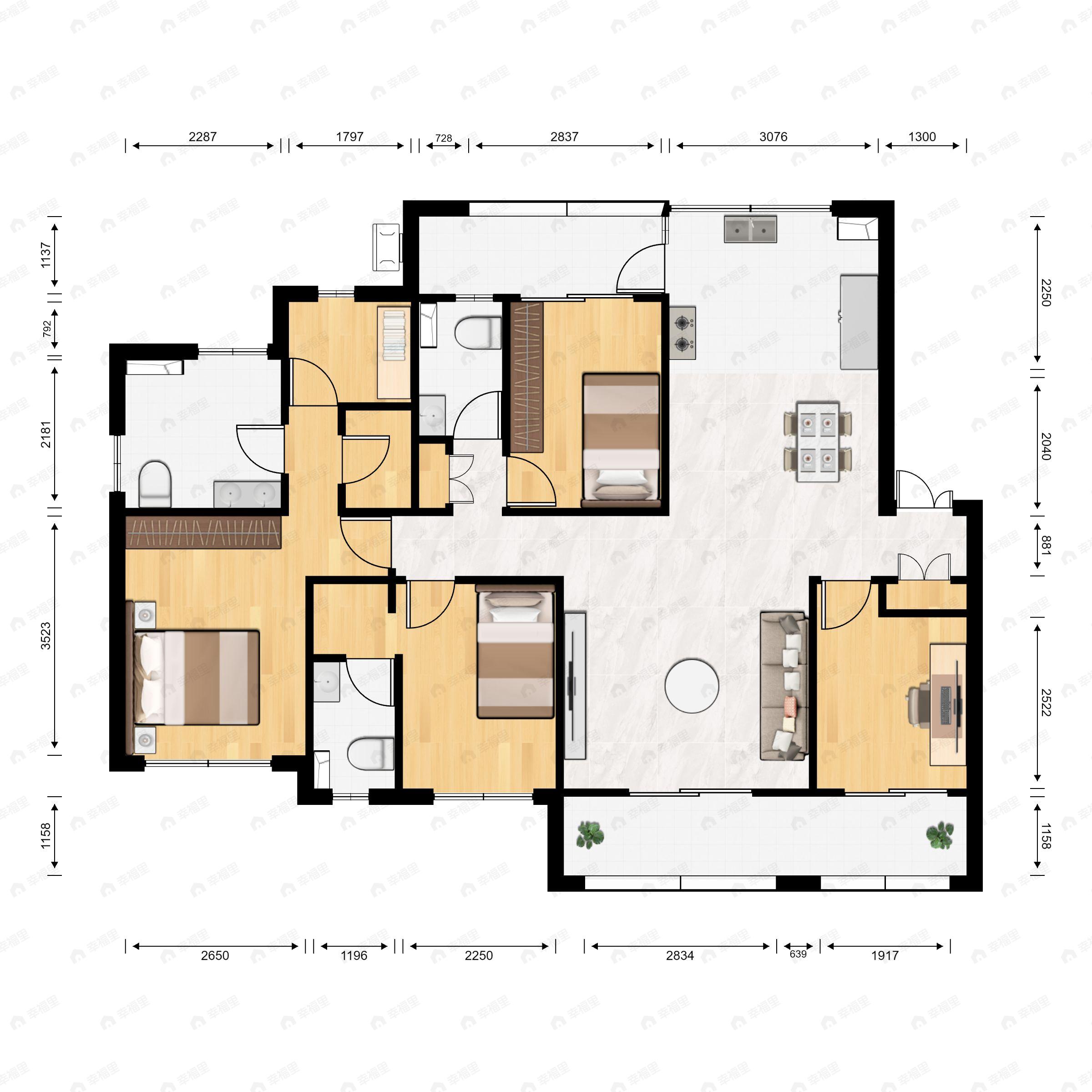 华府金沙名城3室2厅3卫户型图