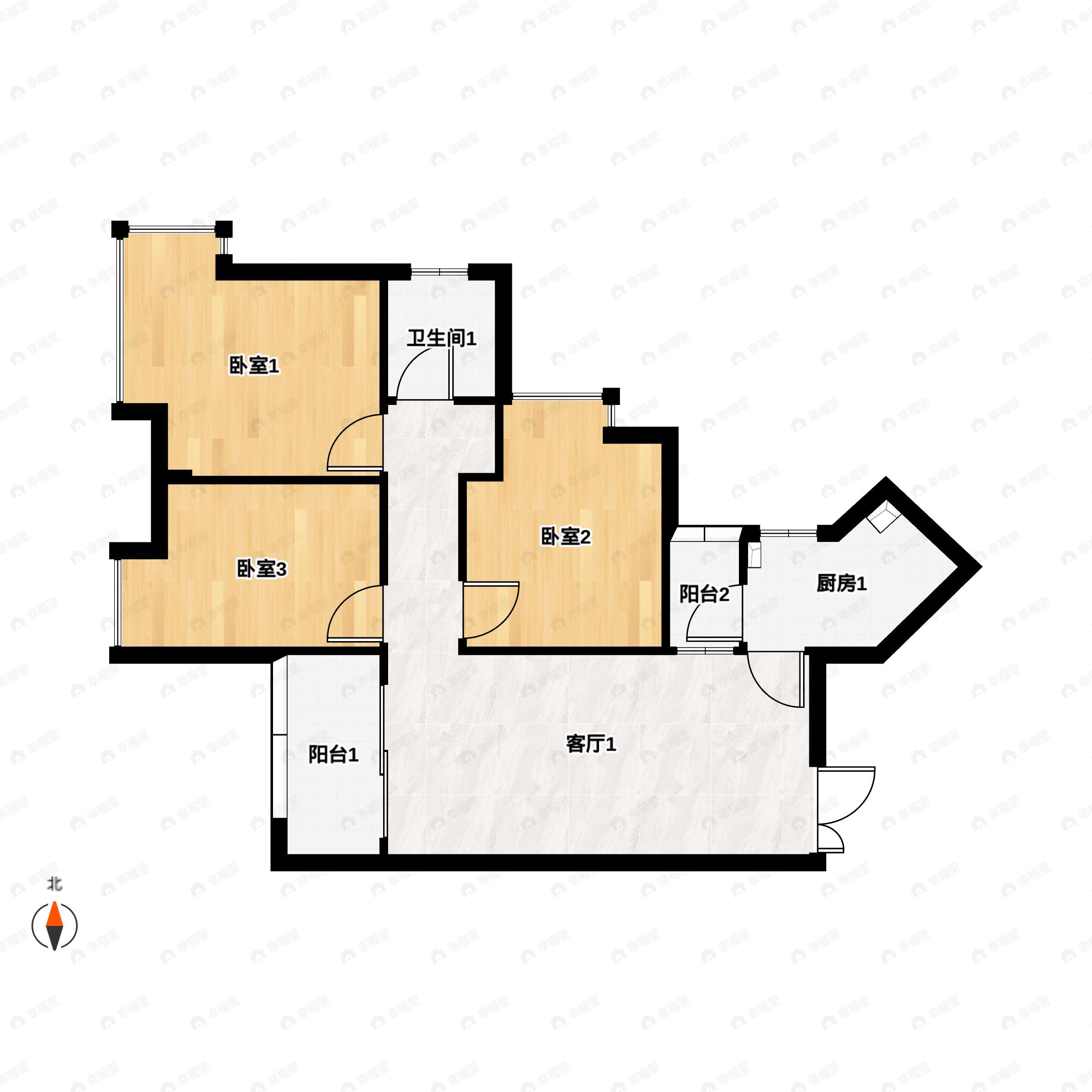 3室2厅1卫建面91平户型图