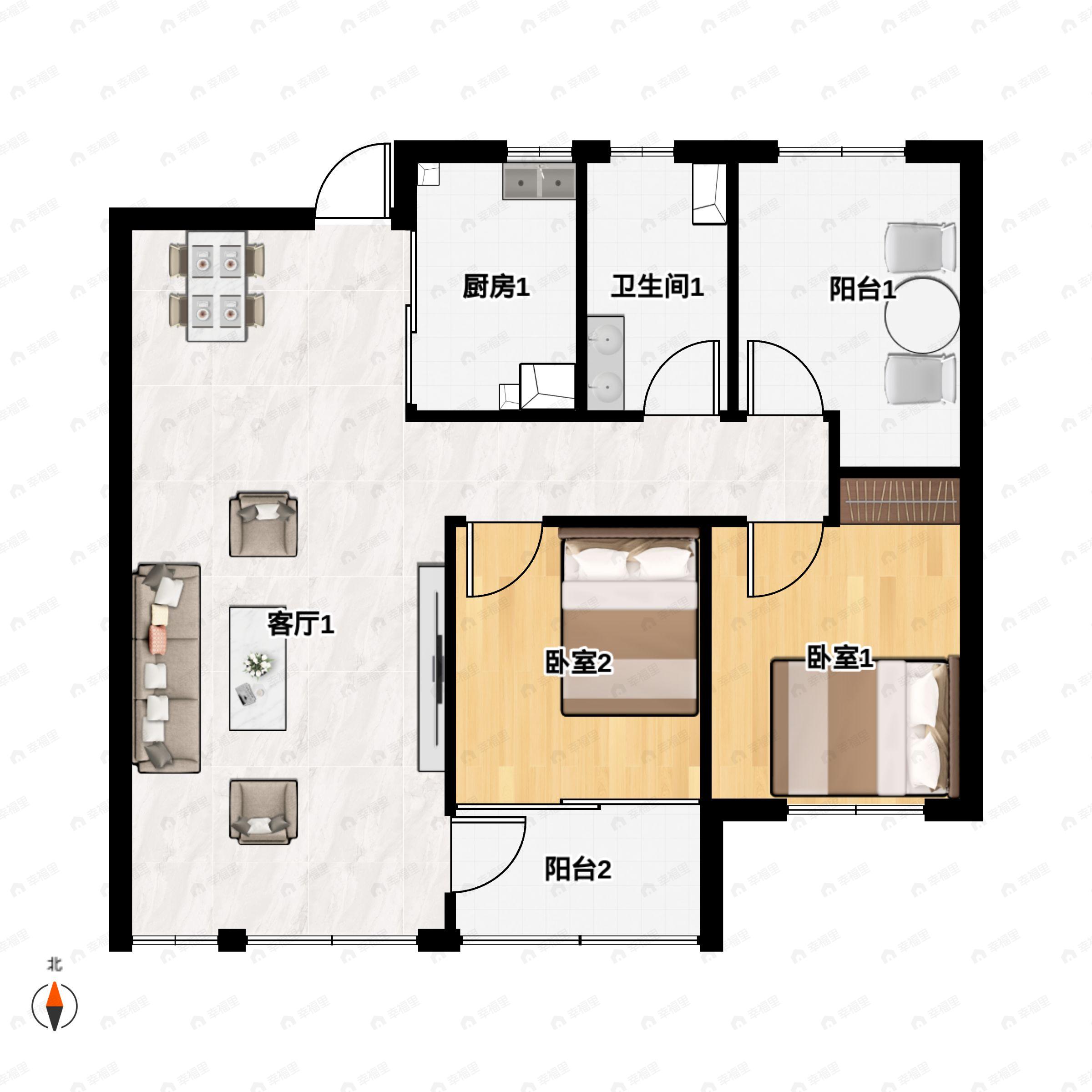 3室2厅1卫建面113平户型图