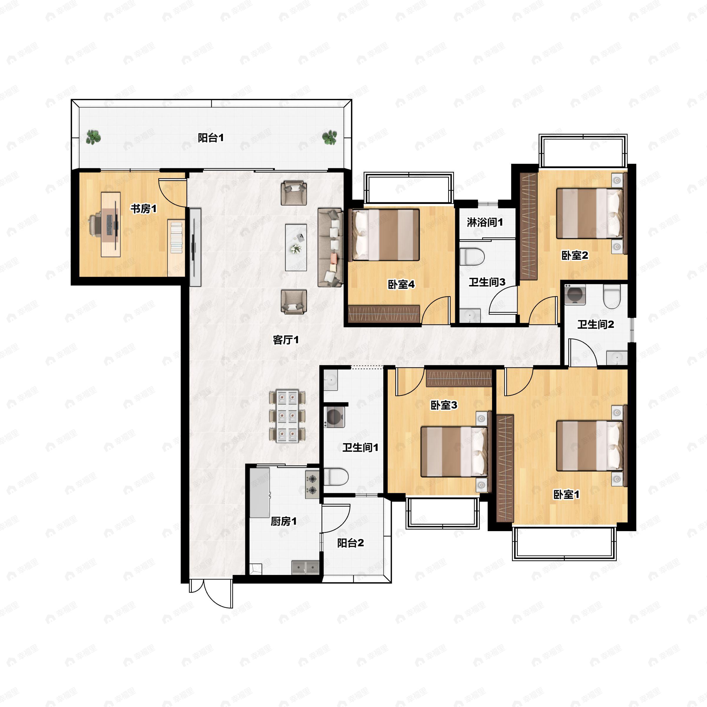 路桥融创茂5室2厅3卫户型图