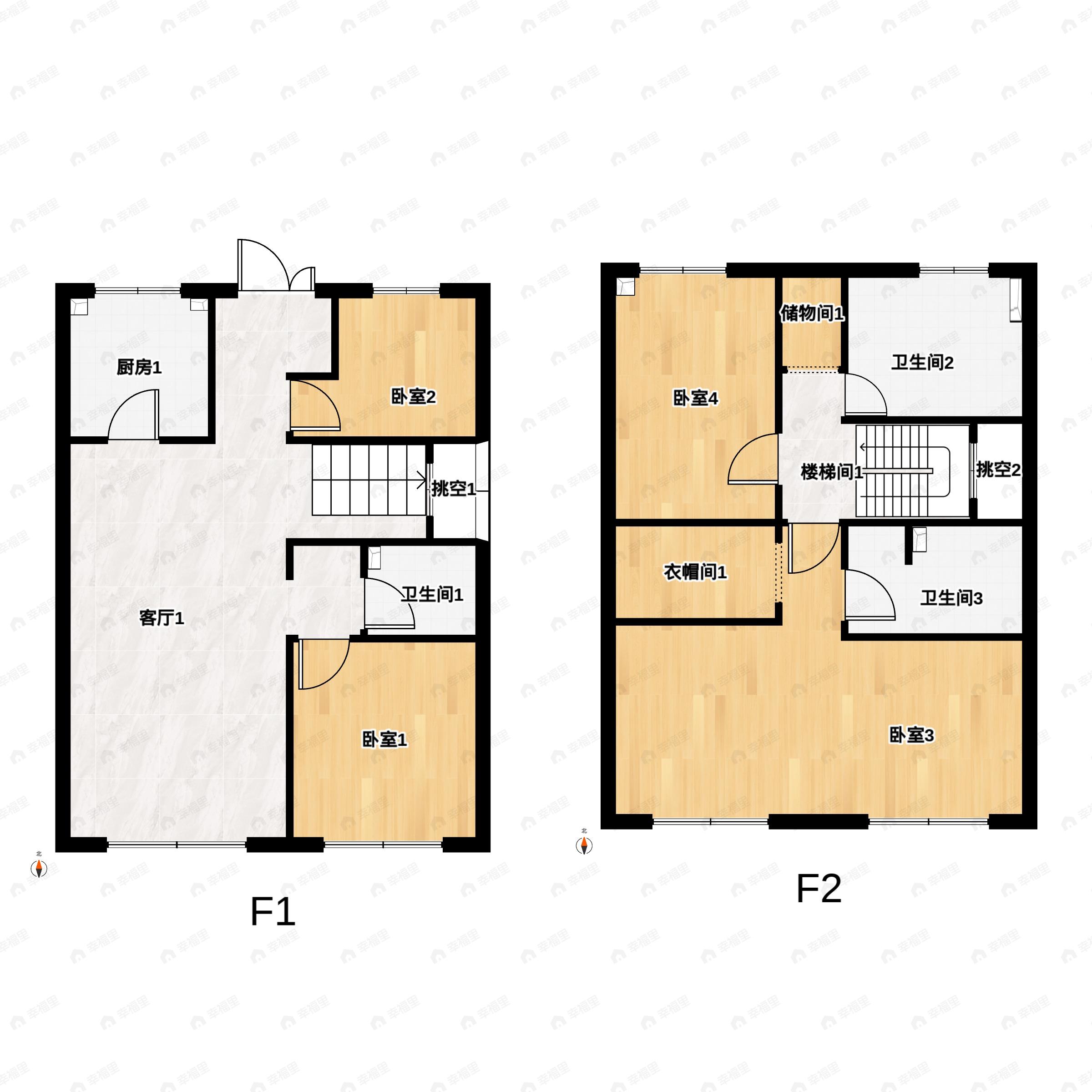 4室2厅3卫建面139平户型图
