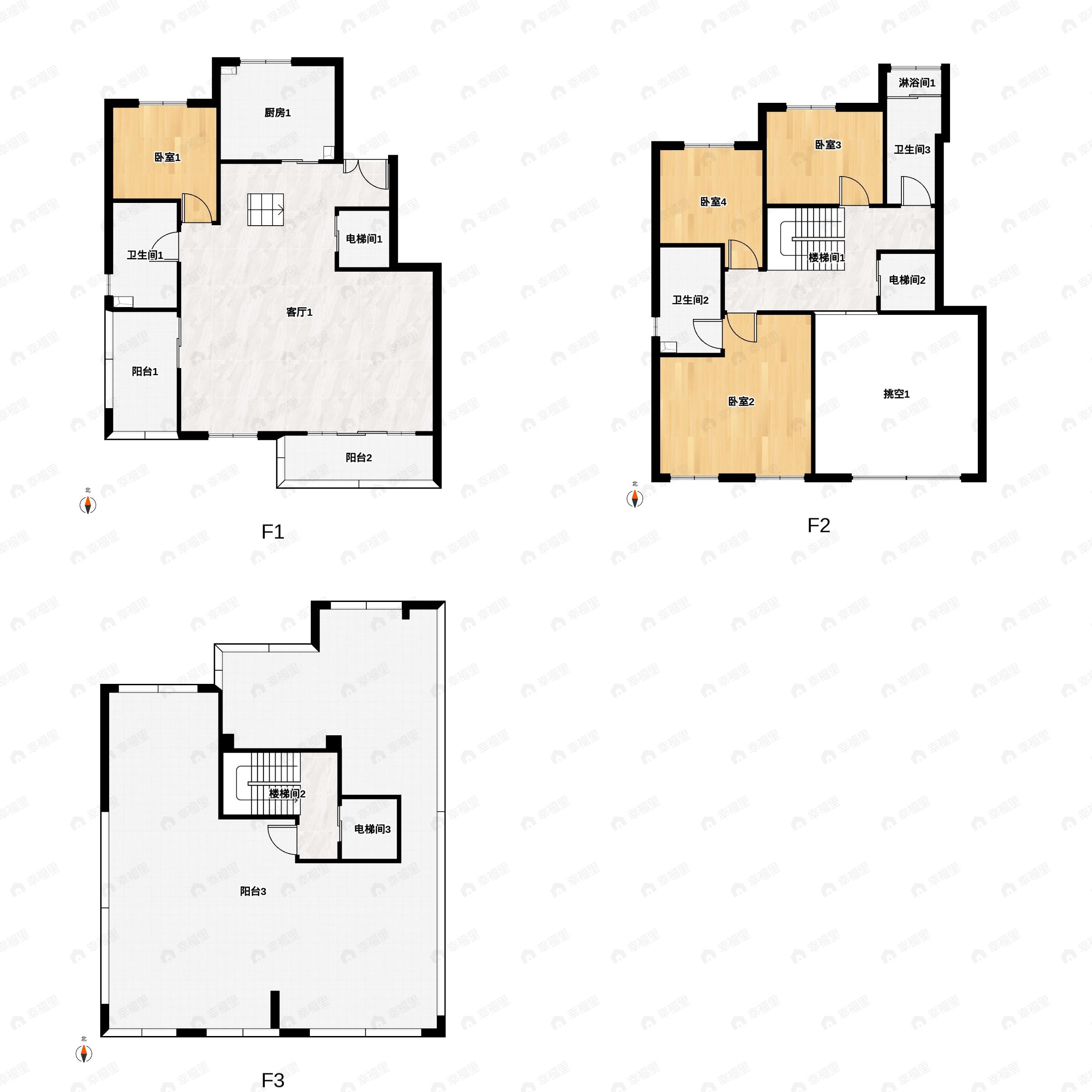 4室2厅3卫建面216平南户型图