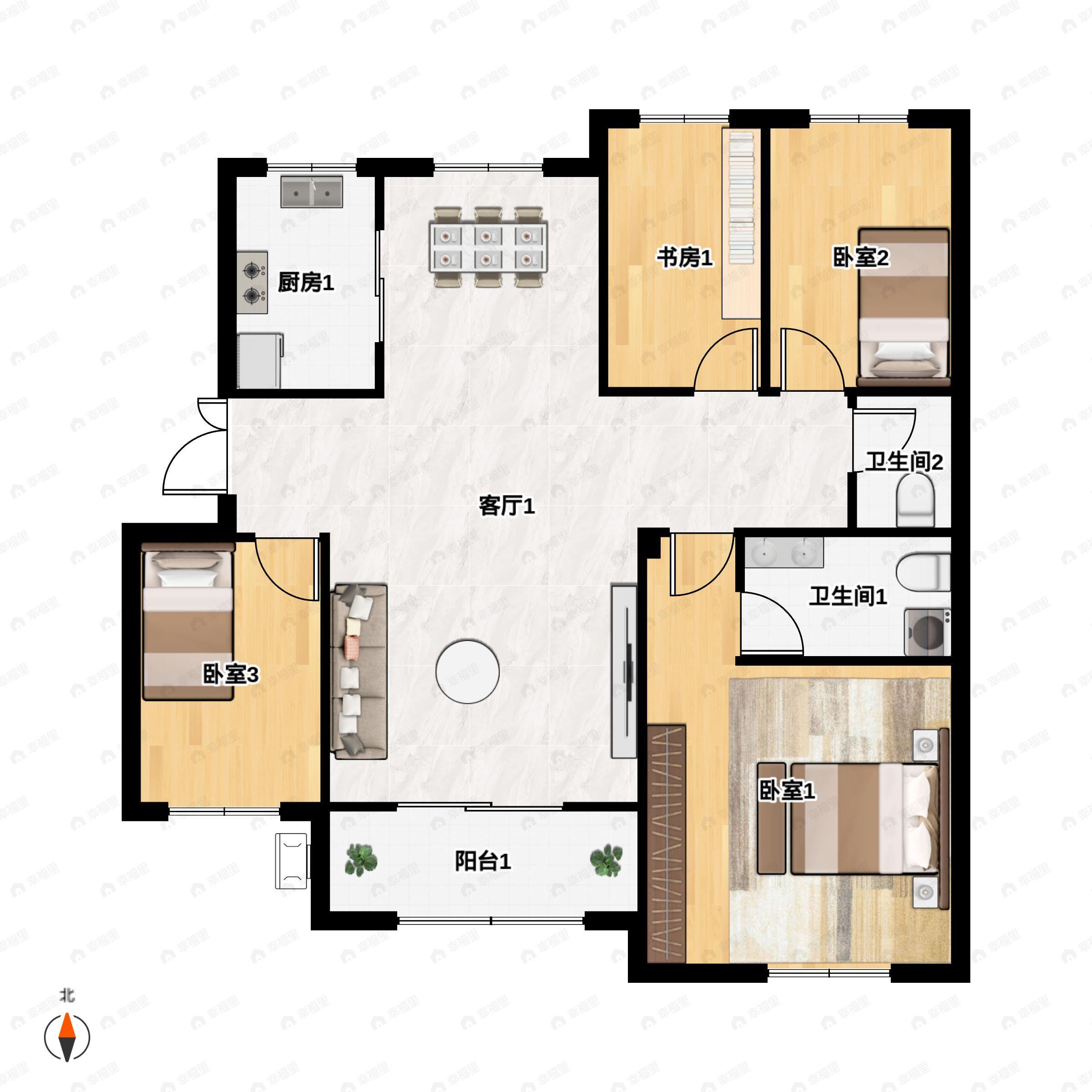 御锦湾4室2厅2卫户型图