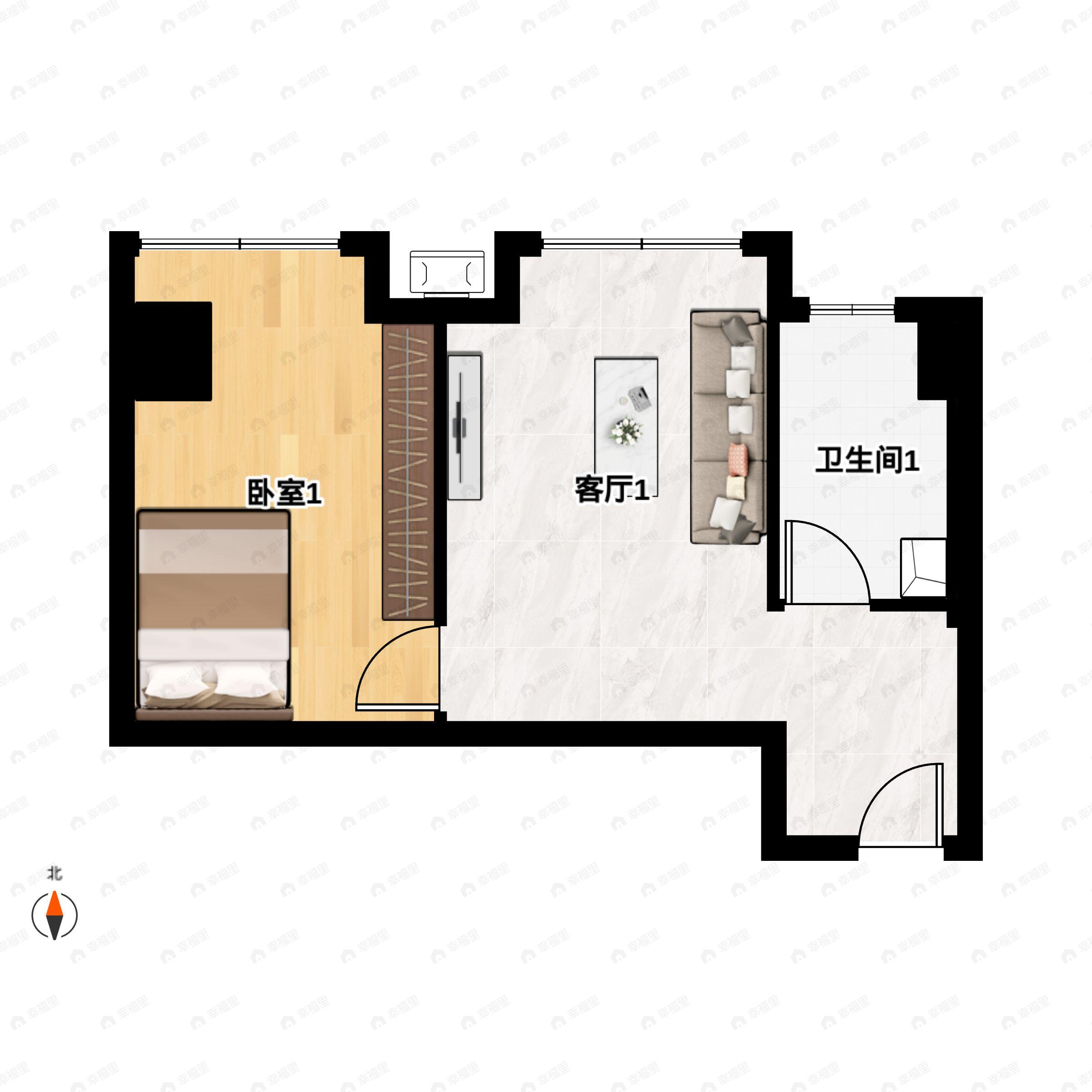学府名邸1室1厅1卫户型图