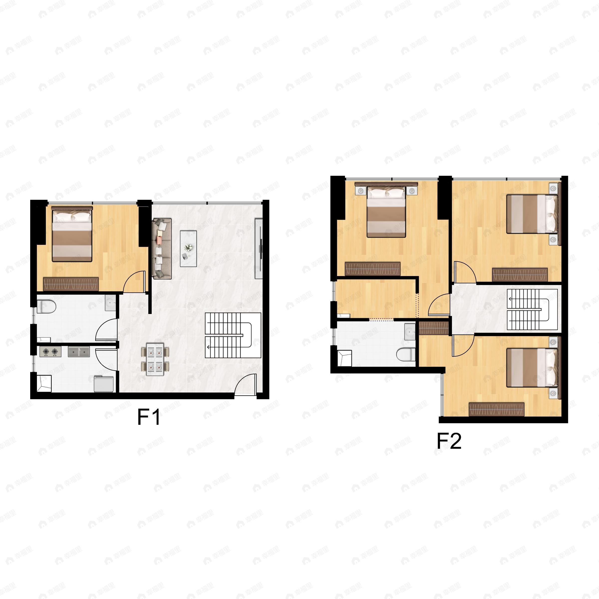 4室2厅2卫建面91平户型图