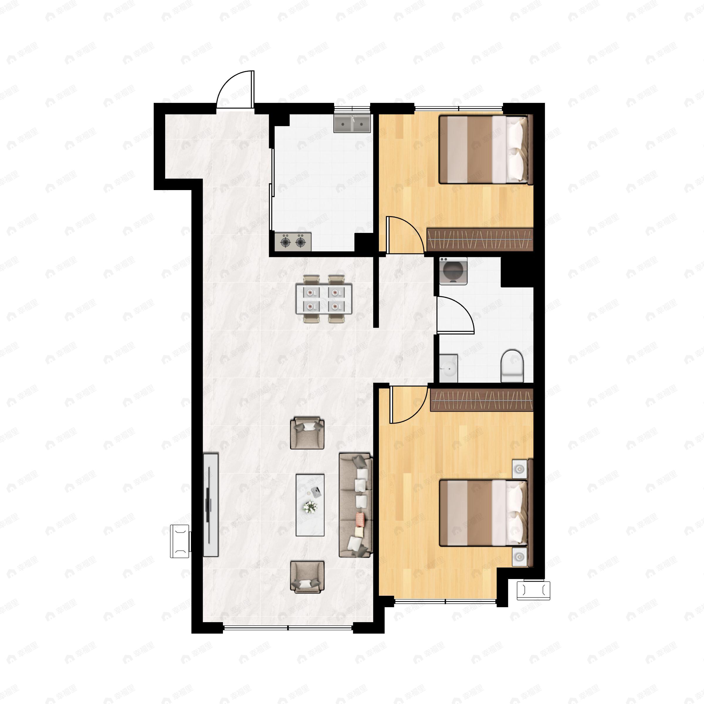 3室2厅4卫建面149m²南户型图
