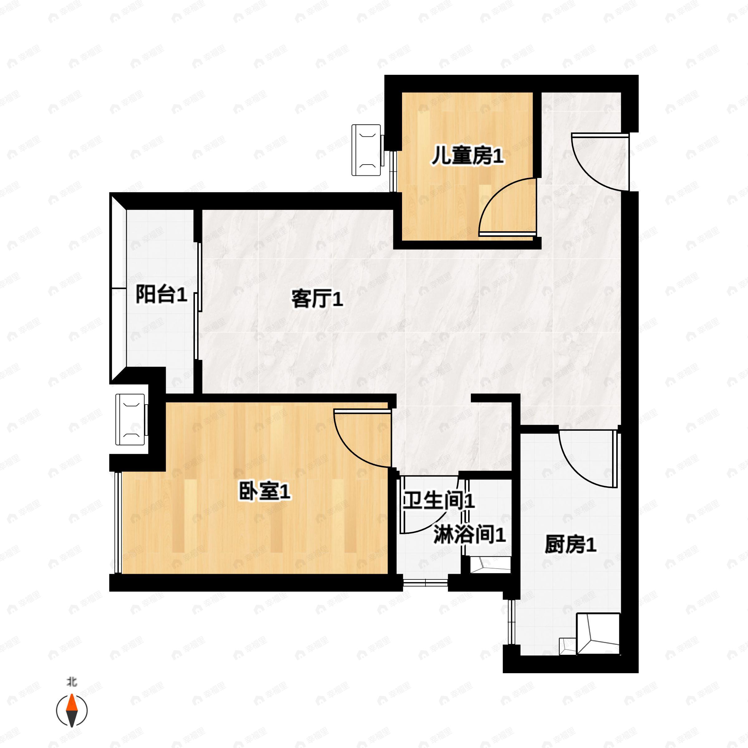 福星惠誉星誉国际2室2厅1卫户型图
