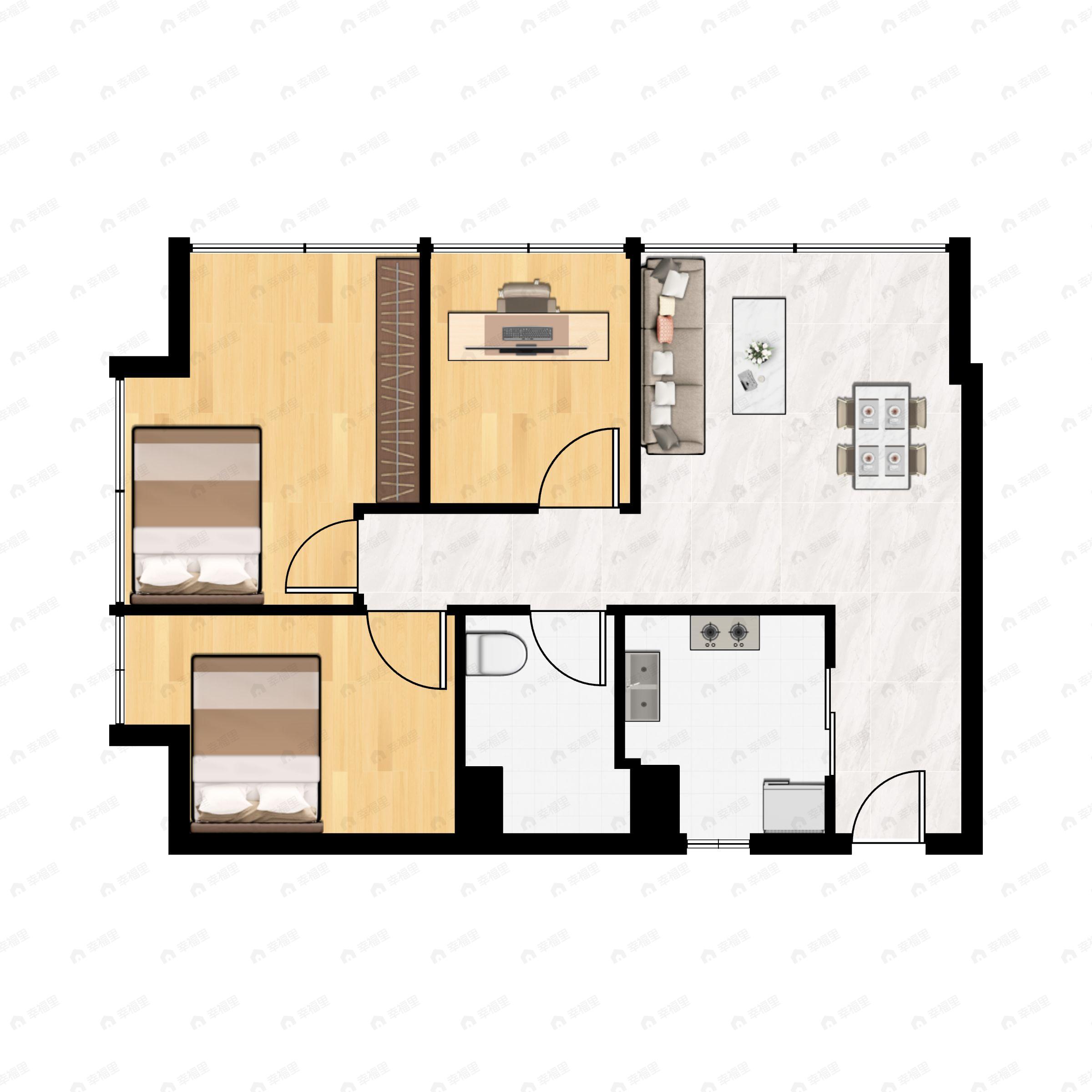 3室1厅1卫建面86平户型图