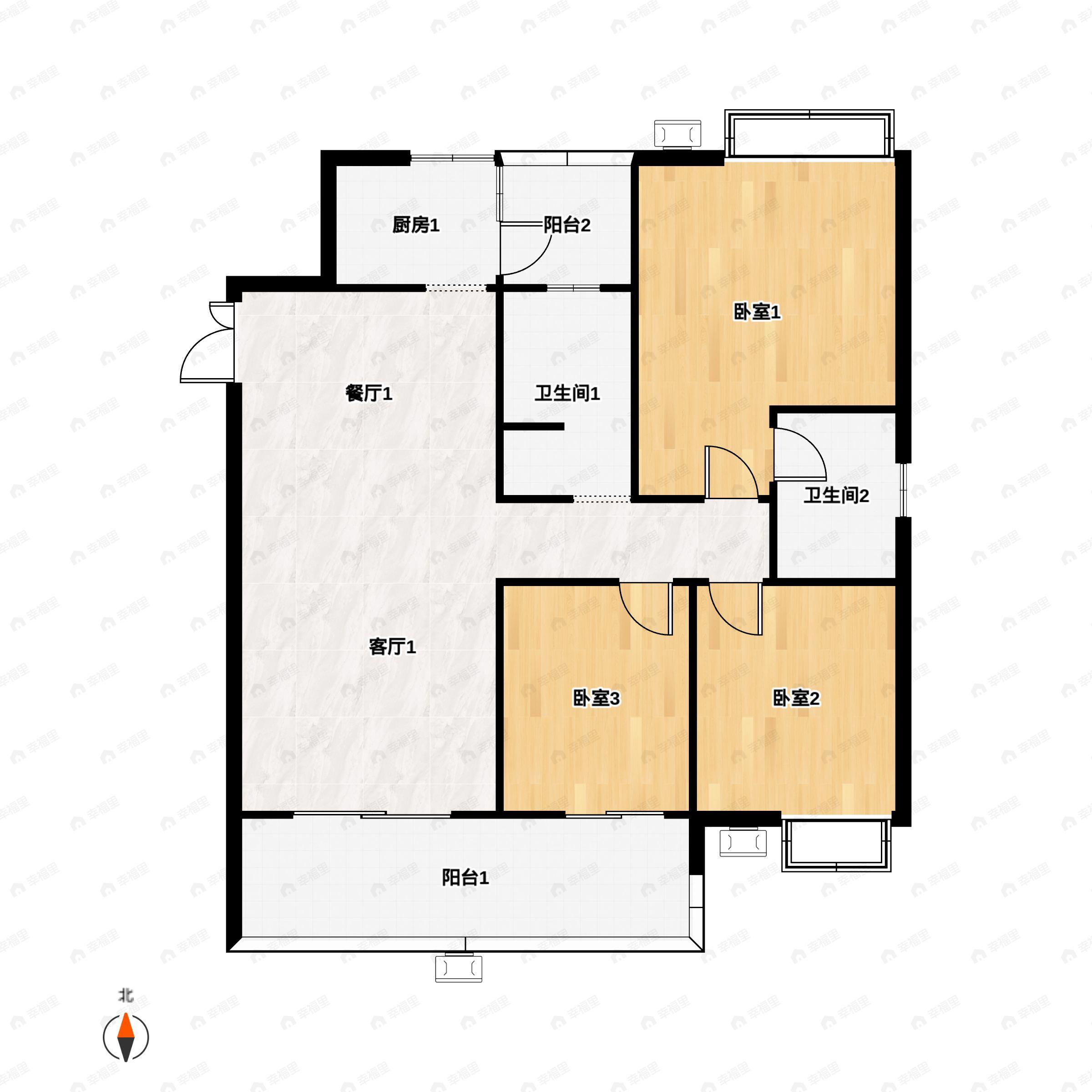 3室2厅2卫建面116平户型图