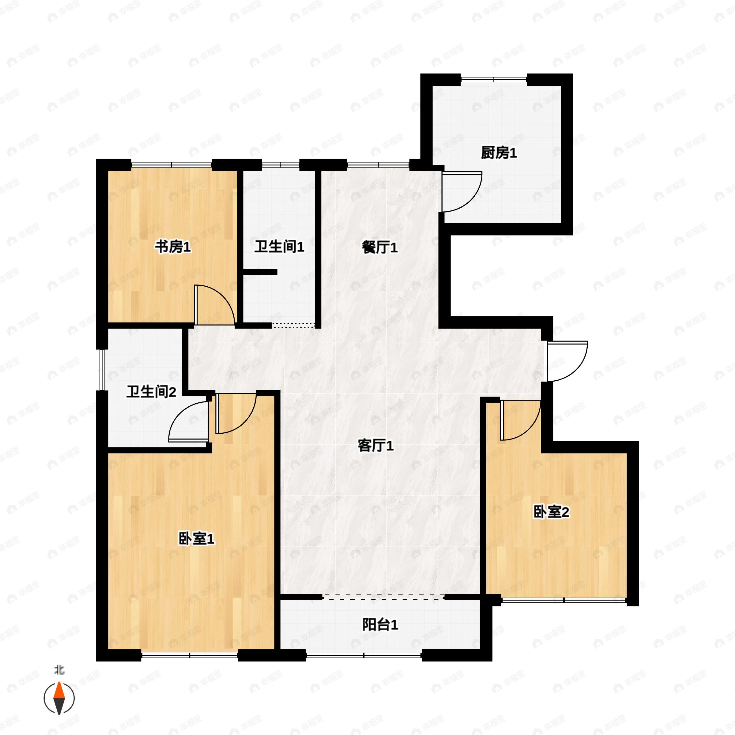 3室2厅2卫建面135平户型图