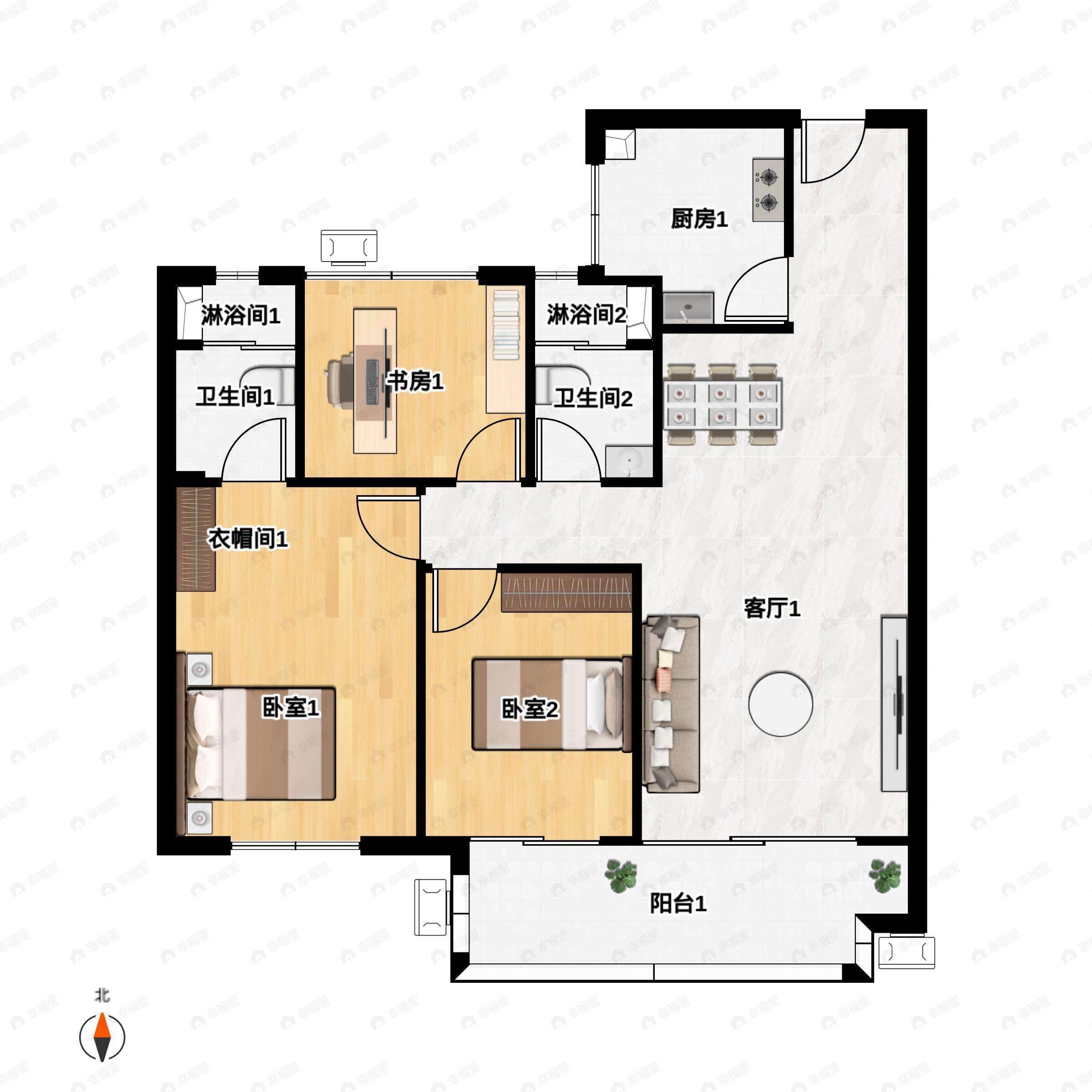 长沙建发·有山3室2厅2卫户型图