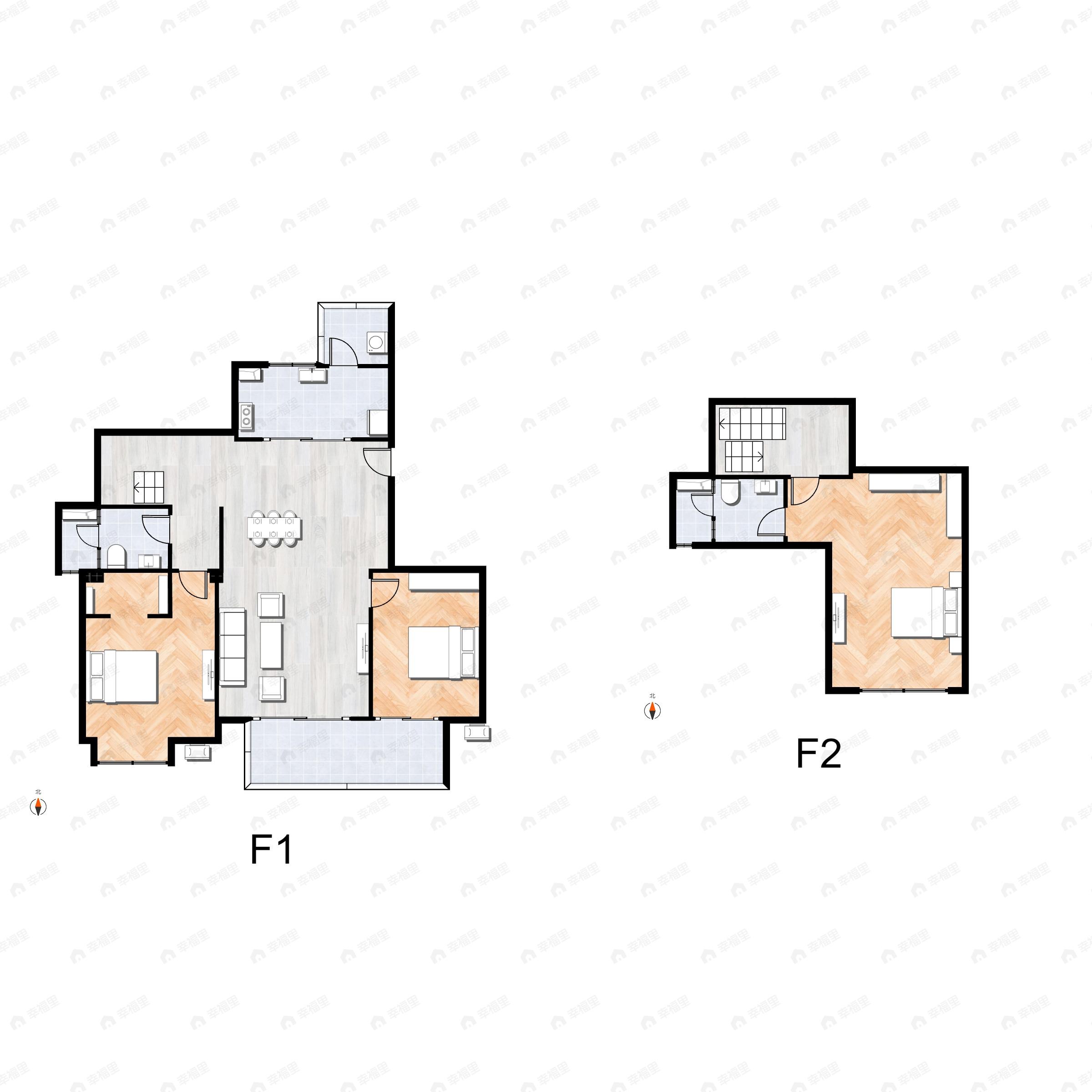 3室2厅2卫建面155平西南|东南|南户型图