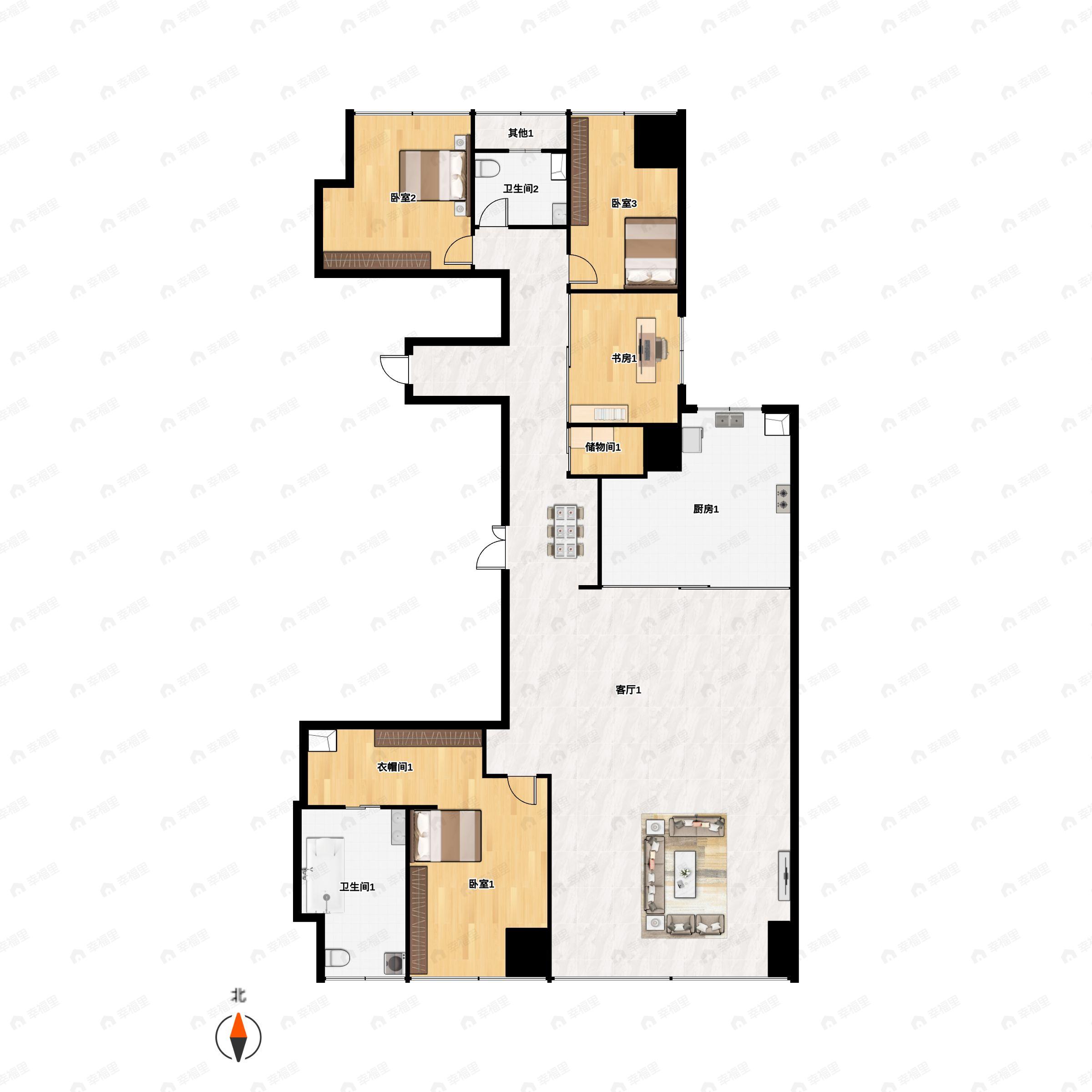 4室2厅2卫建面297平户型图