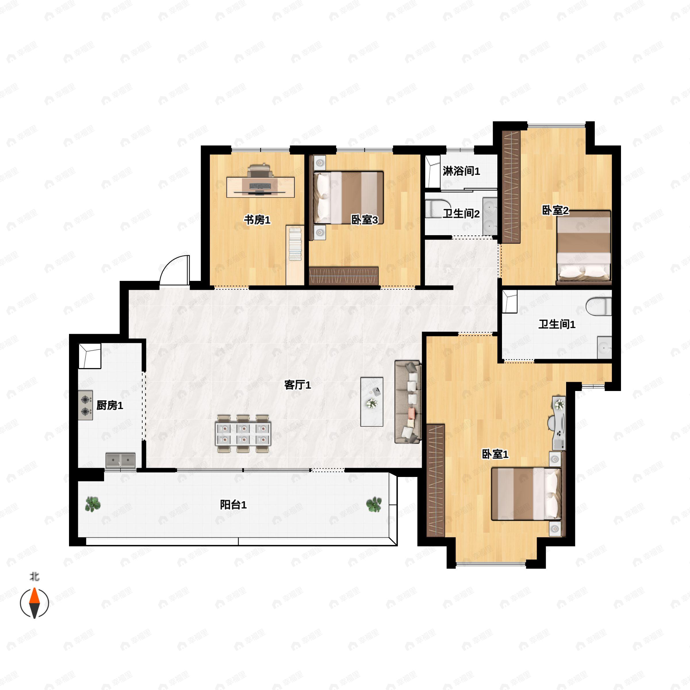 朗诗乐府4室2厅2卫户型图