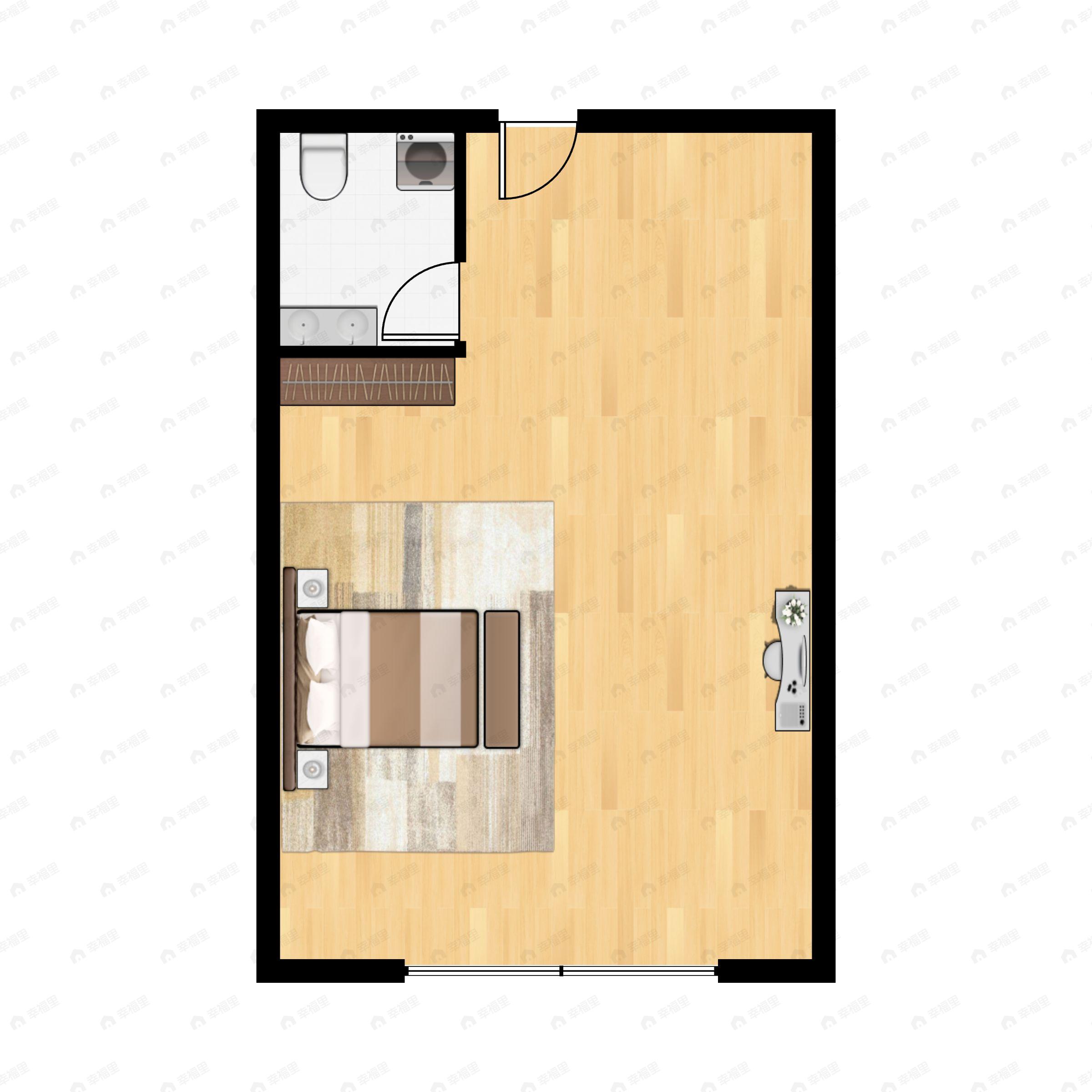 1室1厅1卫建面63m²南户型图