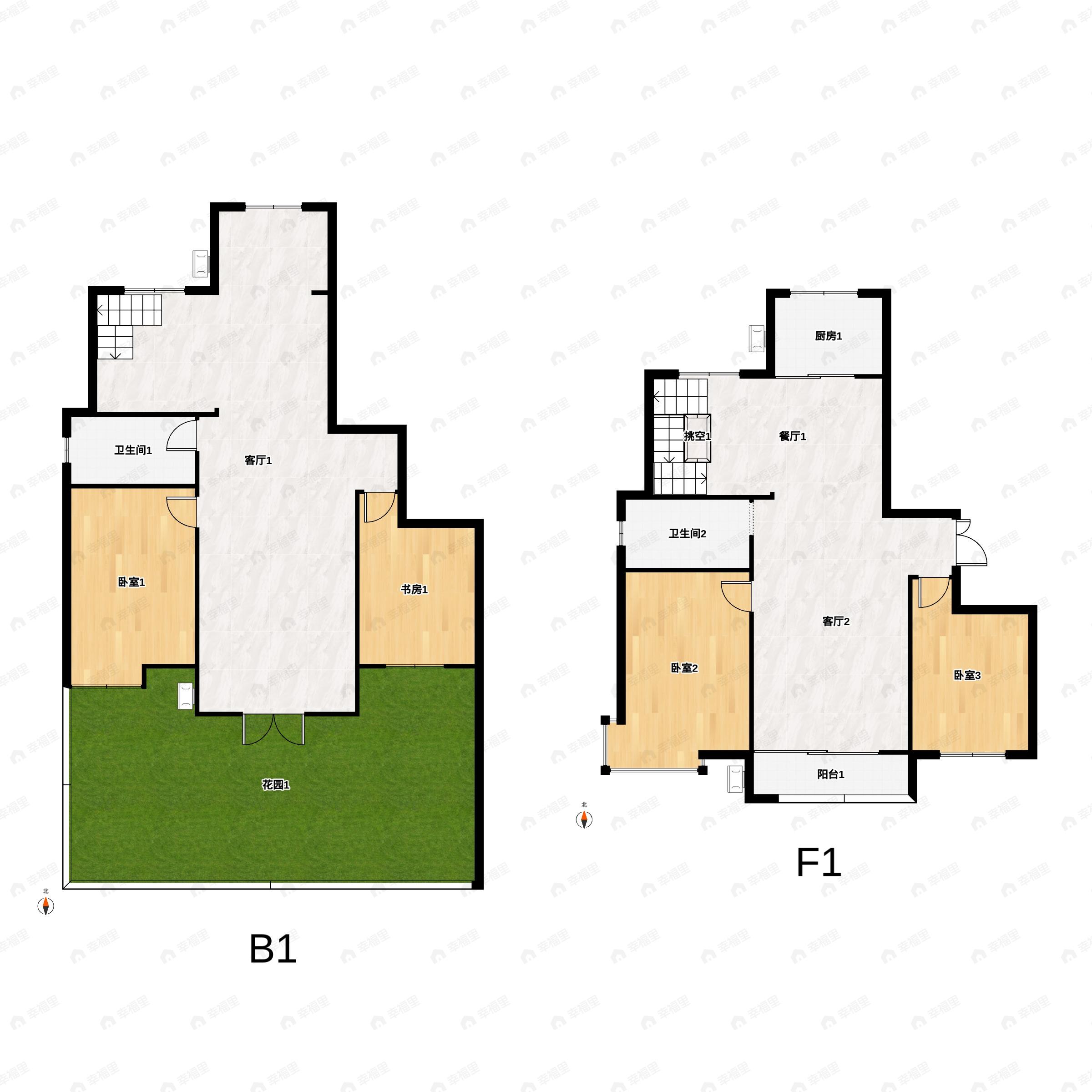4室2厅2卫建面110平北|南户型图