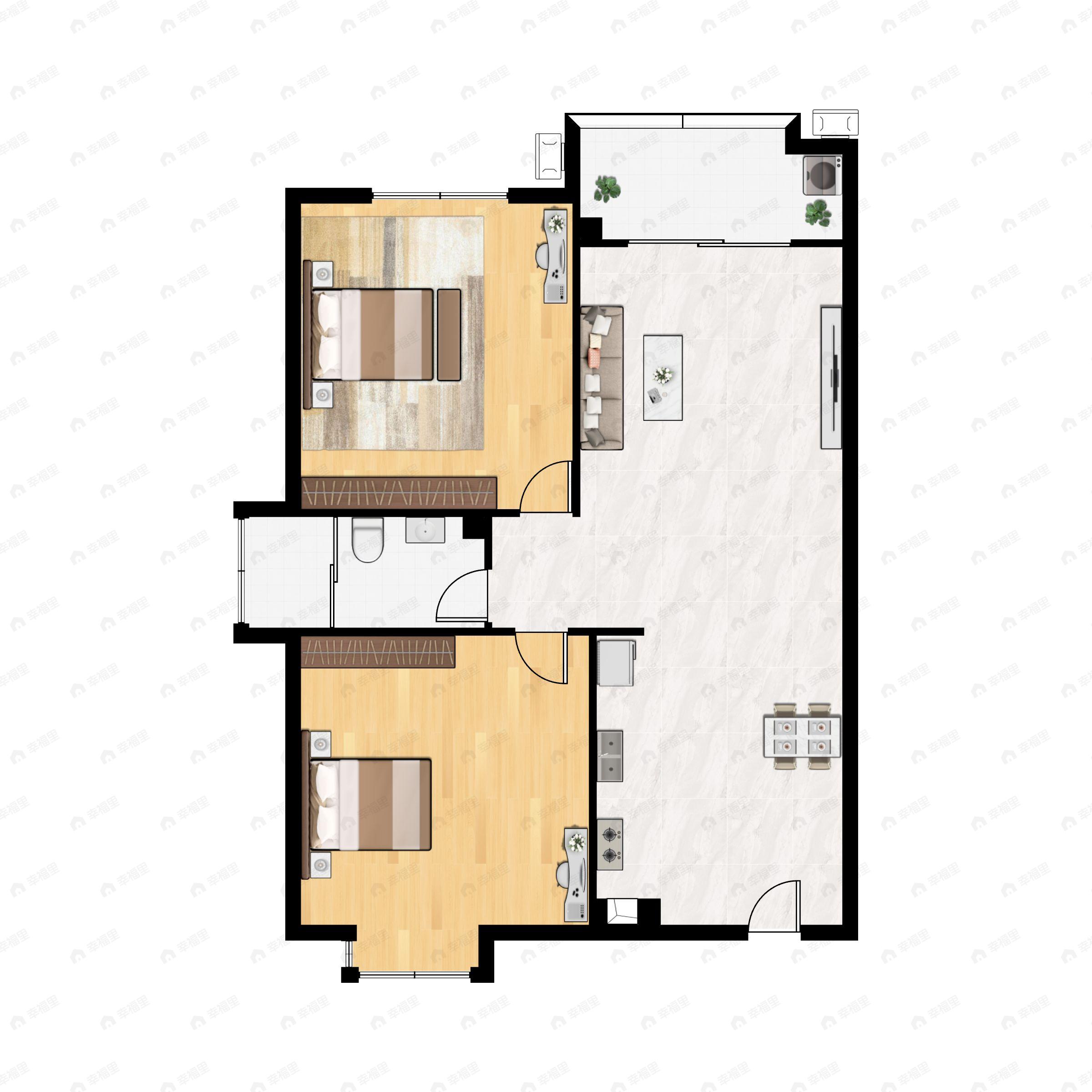 古龙山语听溪2室2厅1卫户型图