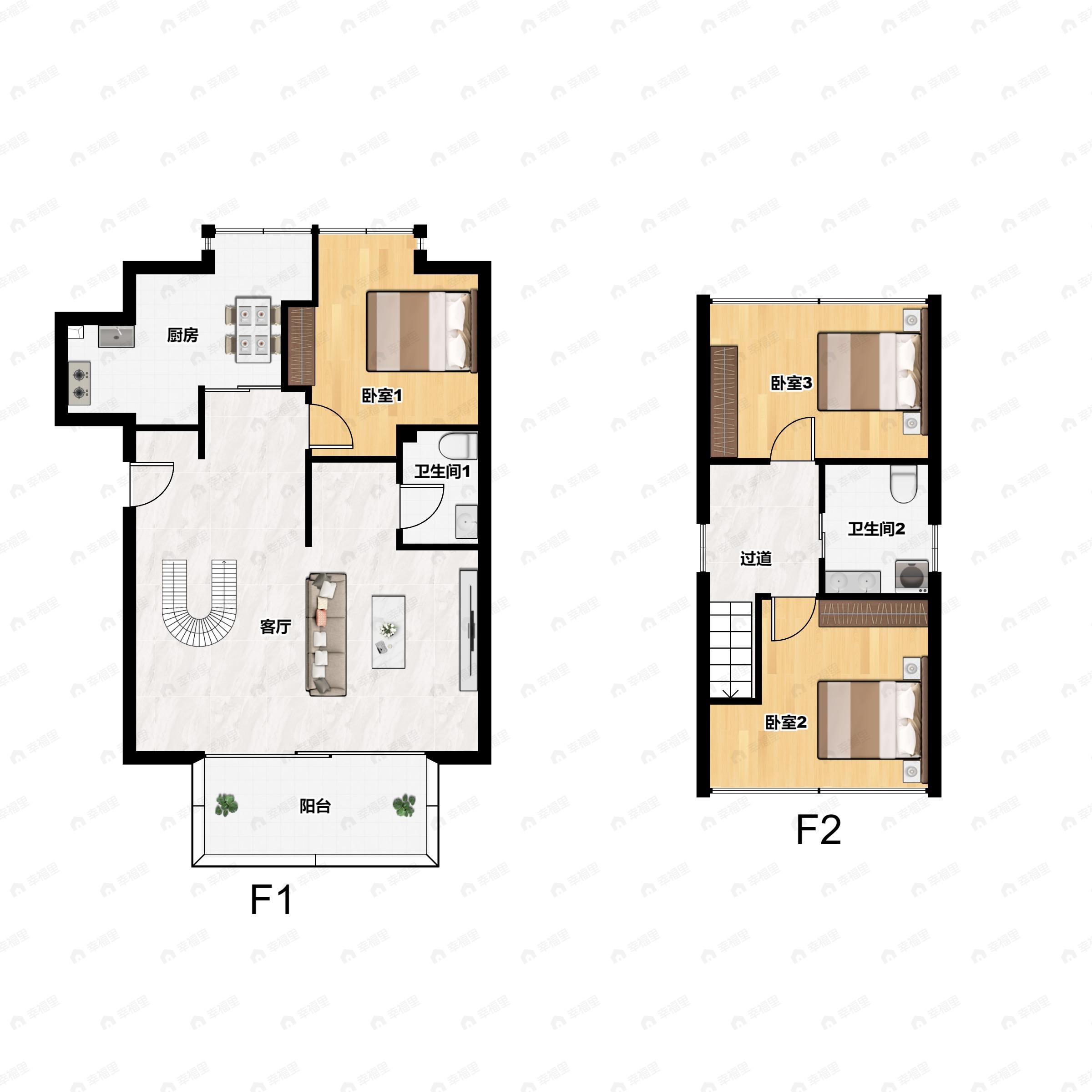 3室2厅2卫建面117平北|南|西|东户型图