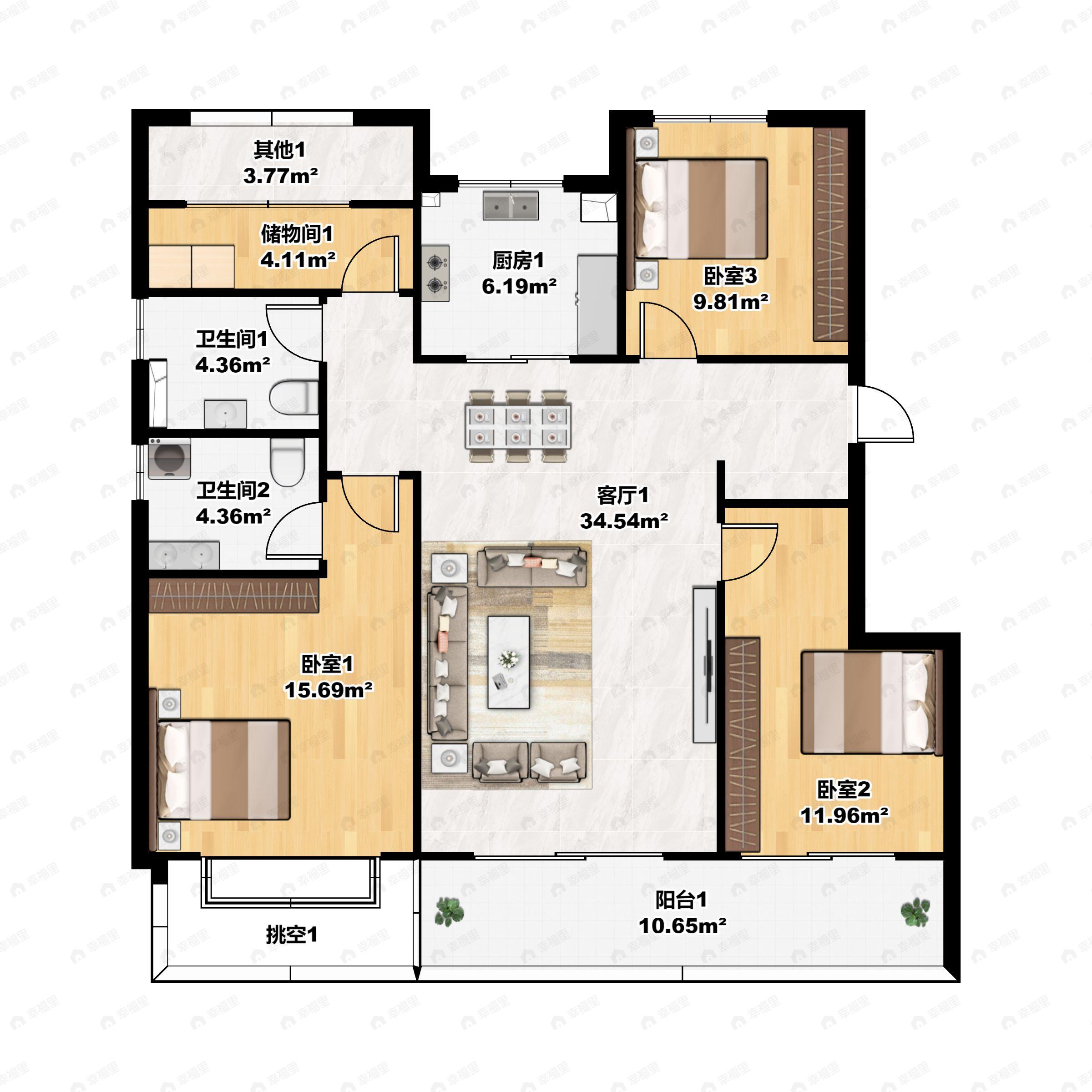 如沐清晖城4室2厅2卫户型图